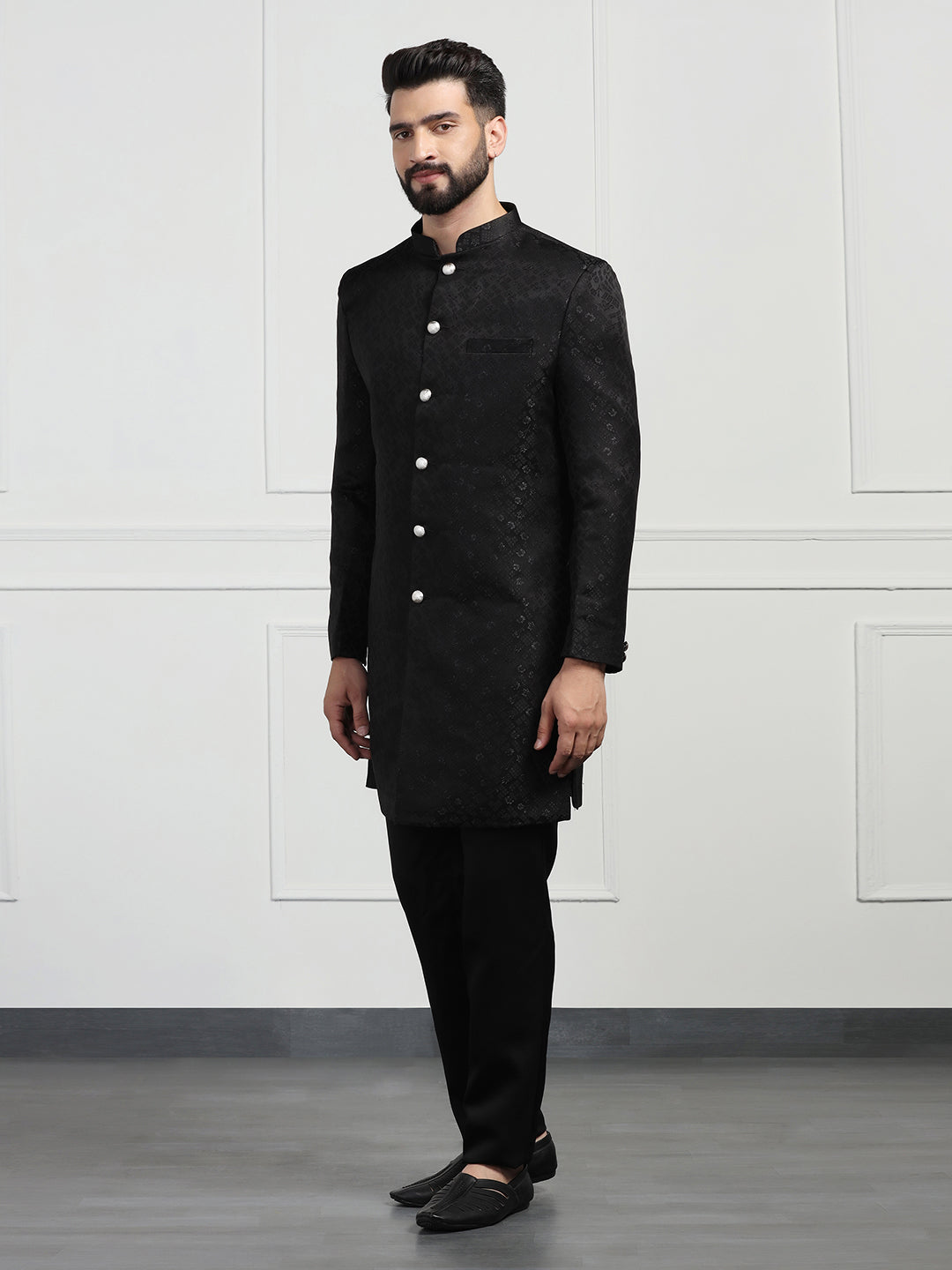 Men Black Sherwani - Tahvo India