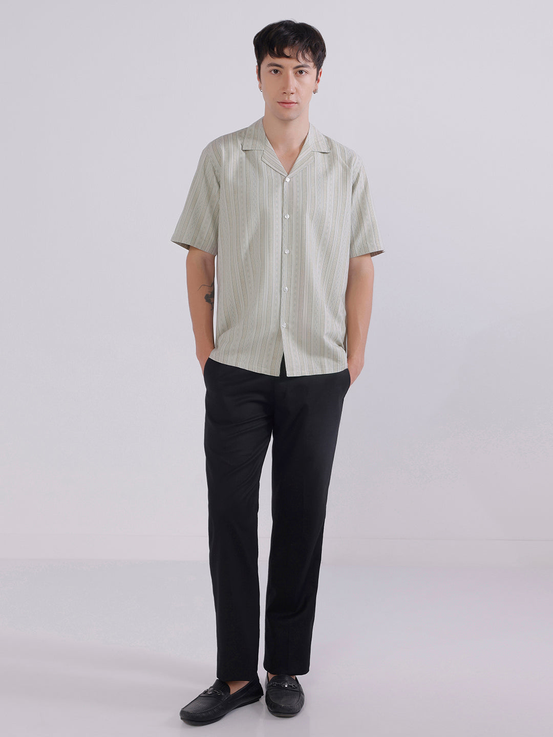 Mens green boxy casual shirt