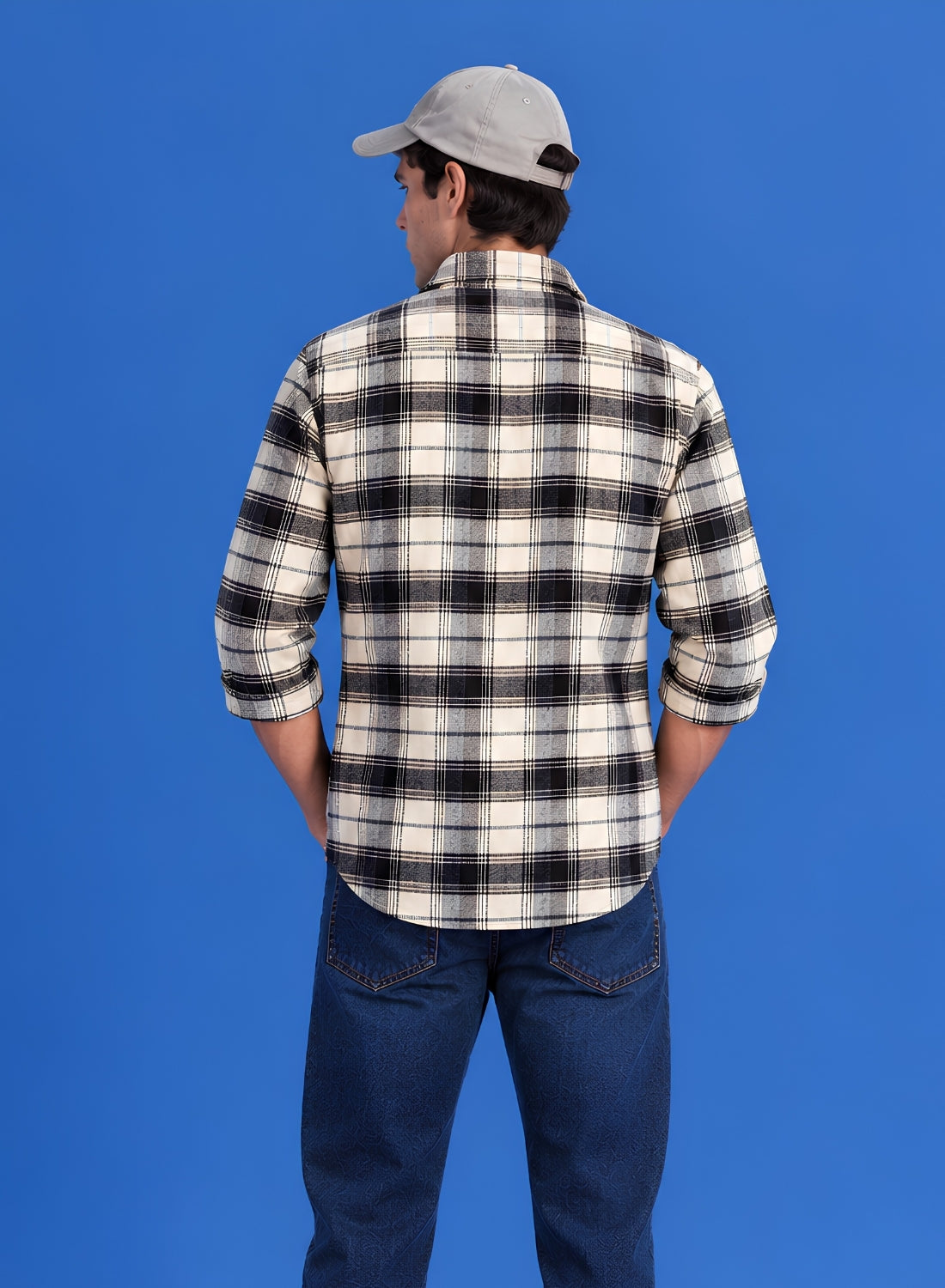 Men Plaid Flannel Shirt Boxy Relaxed Fit