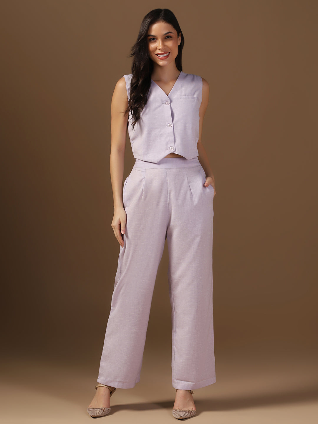 Purple Vest Top And Trouser Co-Ords - Tahvo India