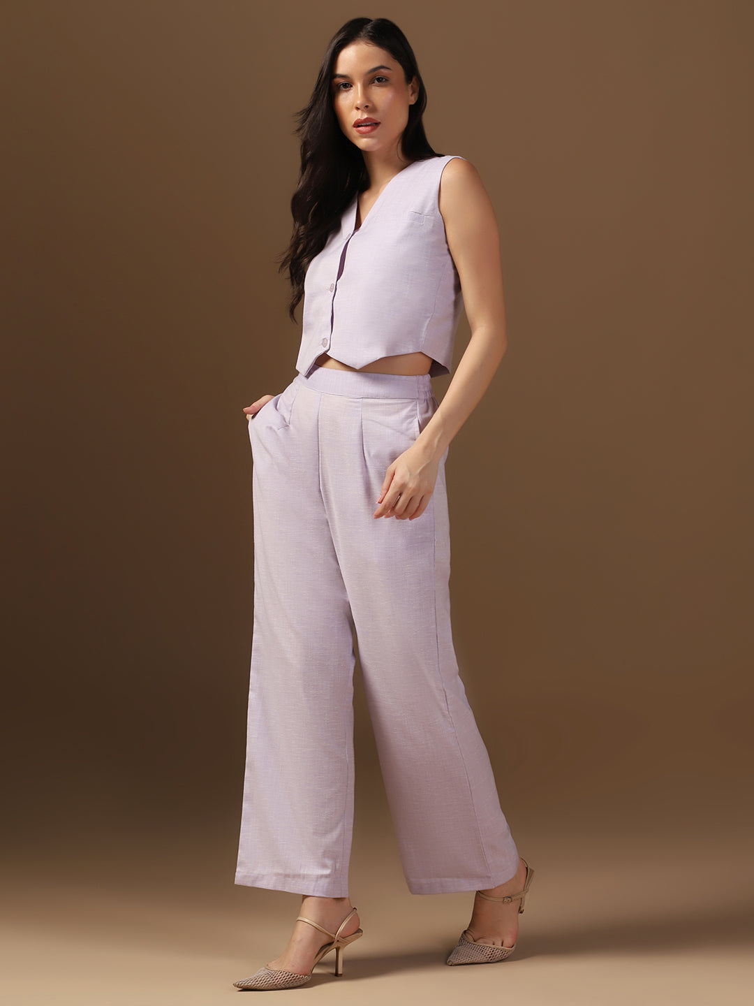 Purple Vest Top And Trouser Co-Ords - Tahvo India