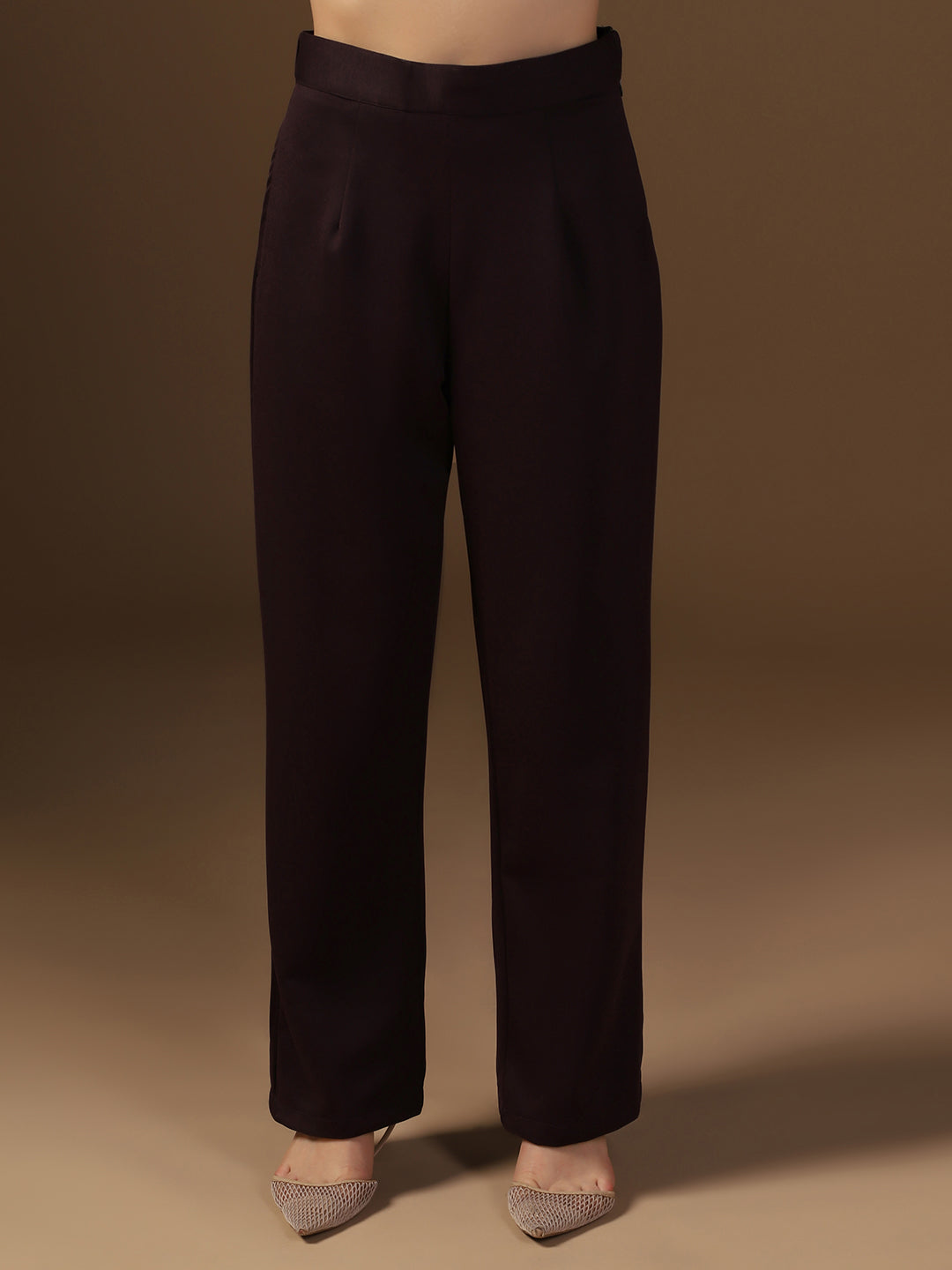 Wine Puff Sleeve Top And Trousers Co-Ords - Tahvo India