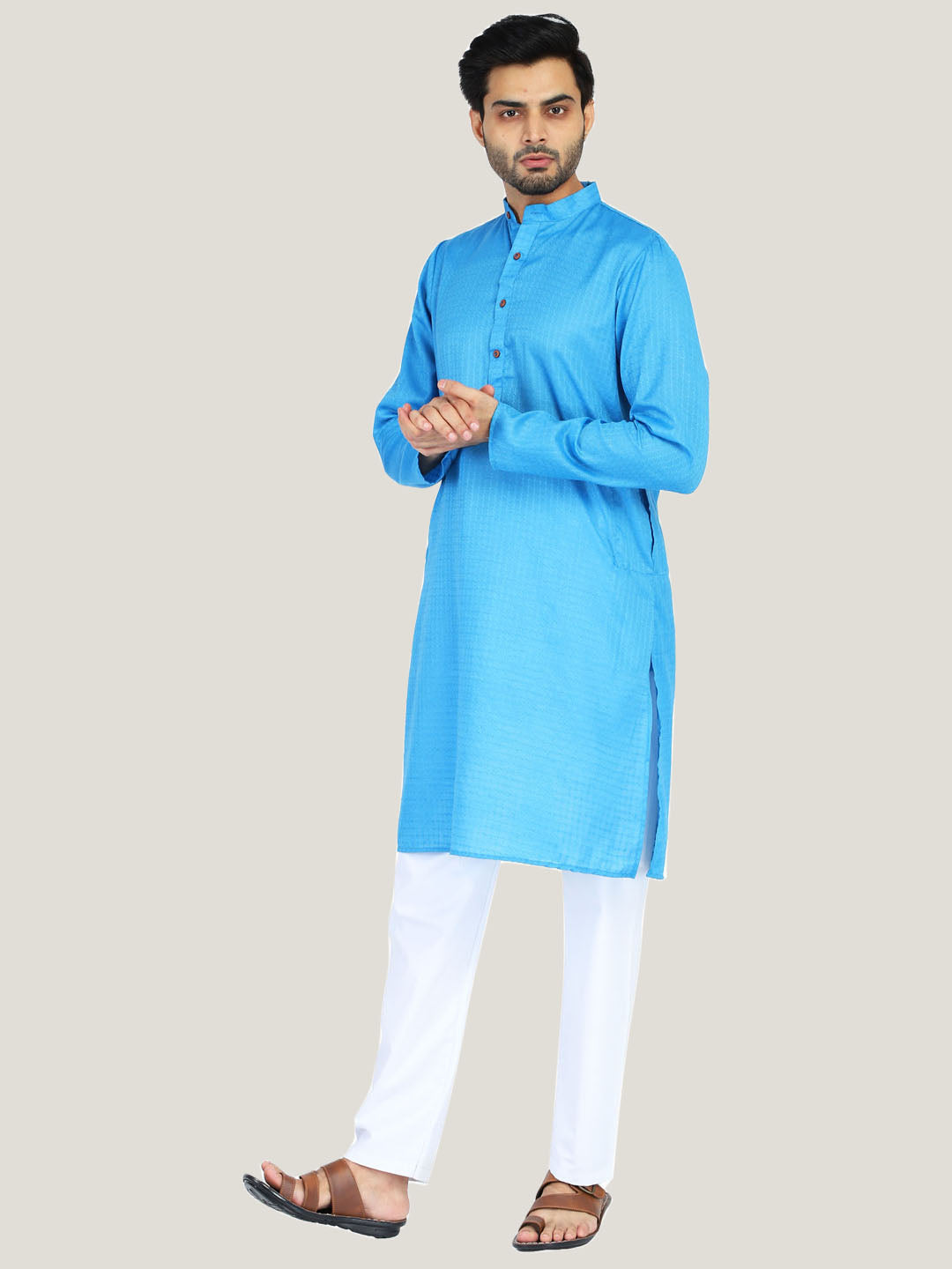 Men Blue Casual Kurta - Tahvo India