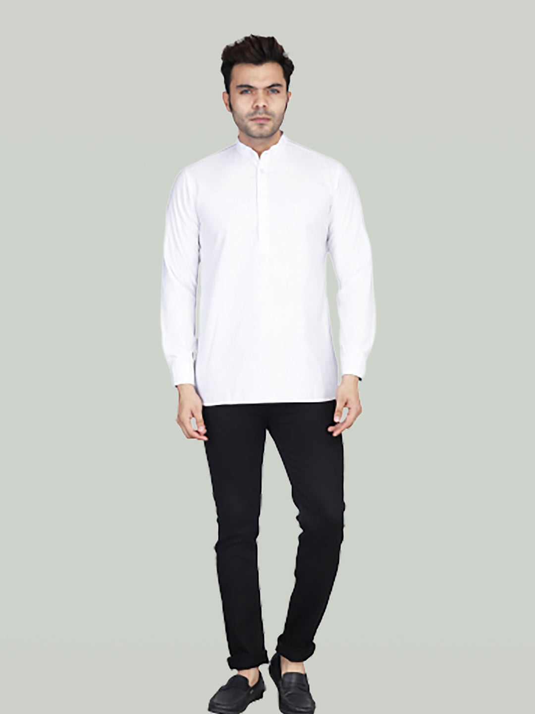 Men White Short Kurta Shirt - Tahvo India