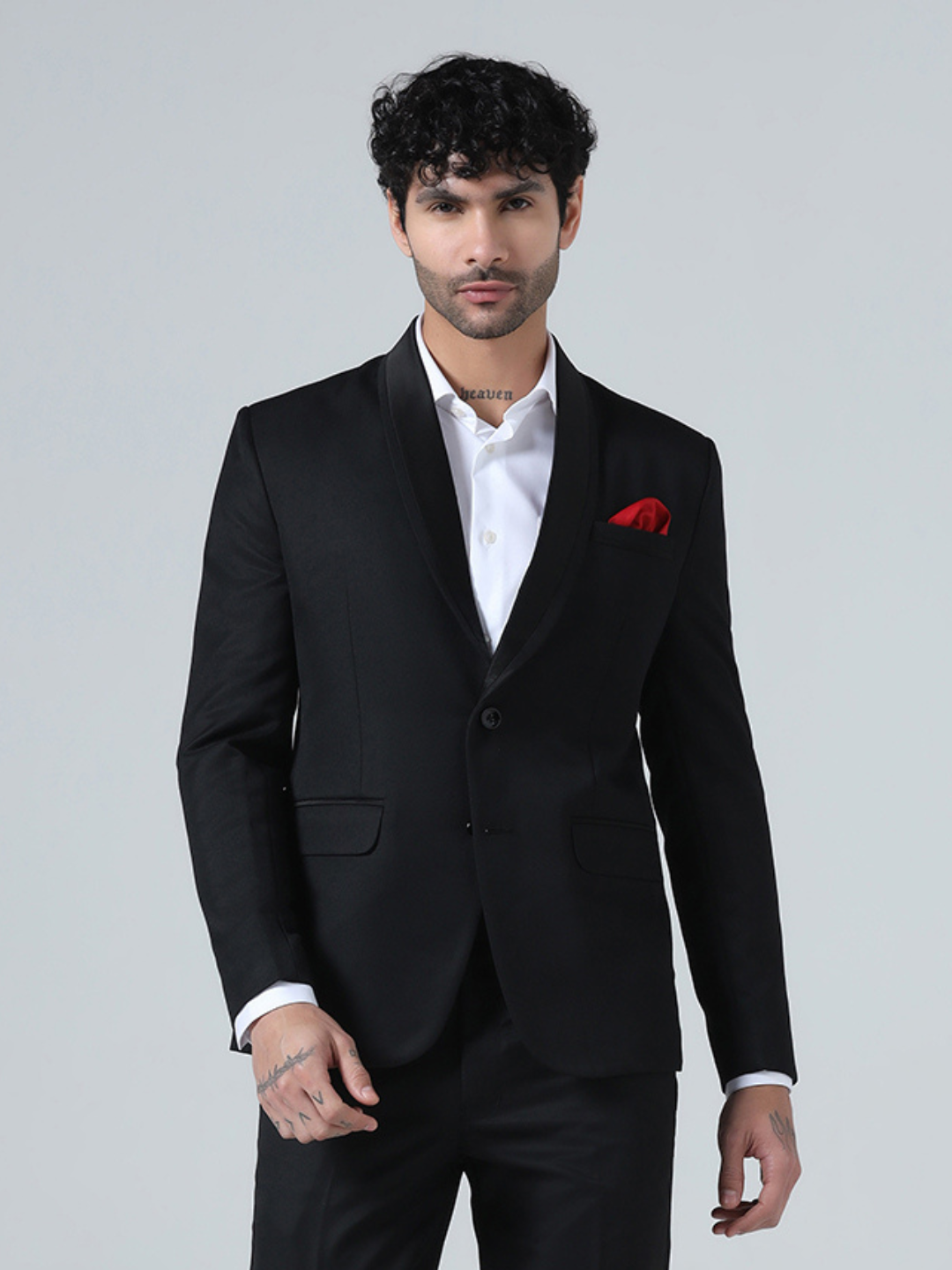 Men Black Tuxedo Blazer With Hanky