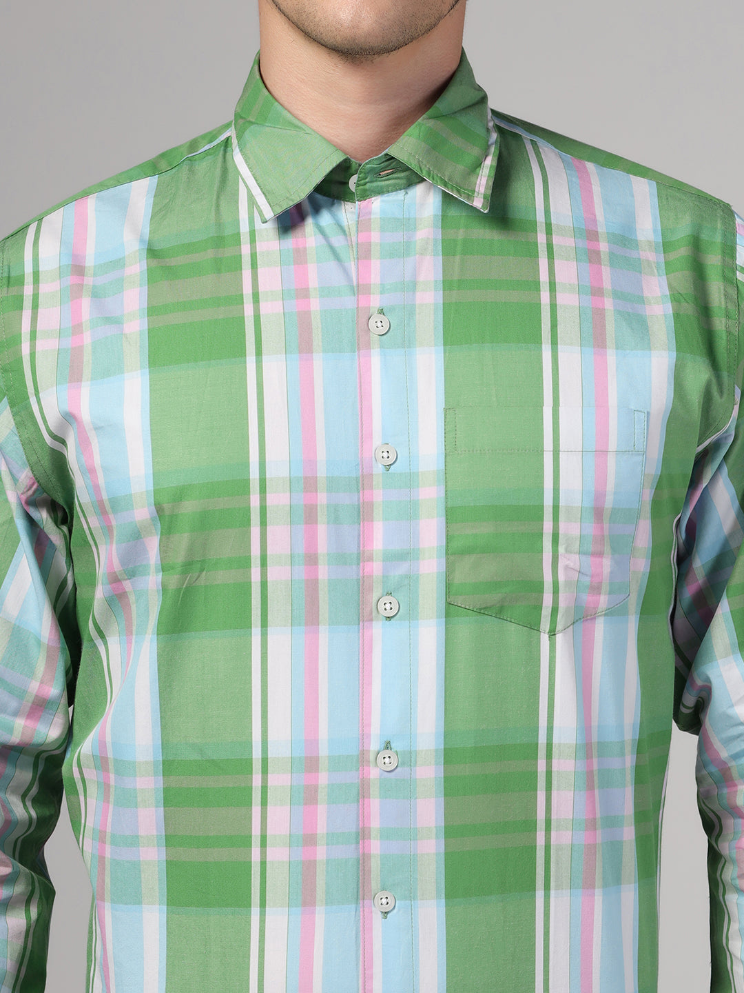 Men Green Check Shirt & Trousers Set - Tahvo India