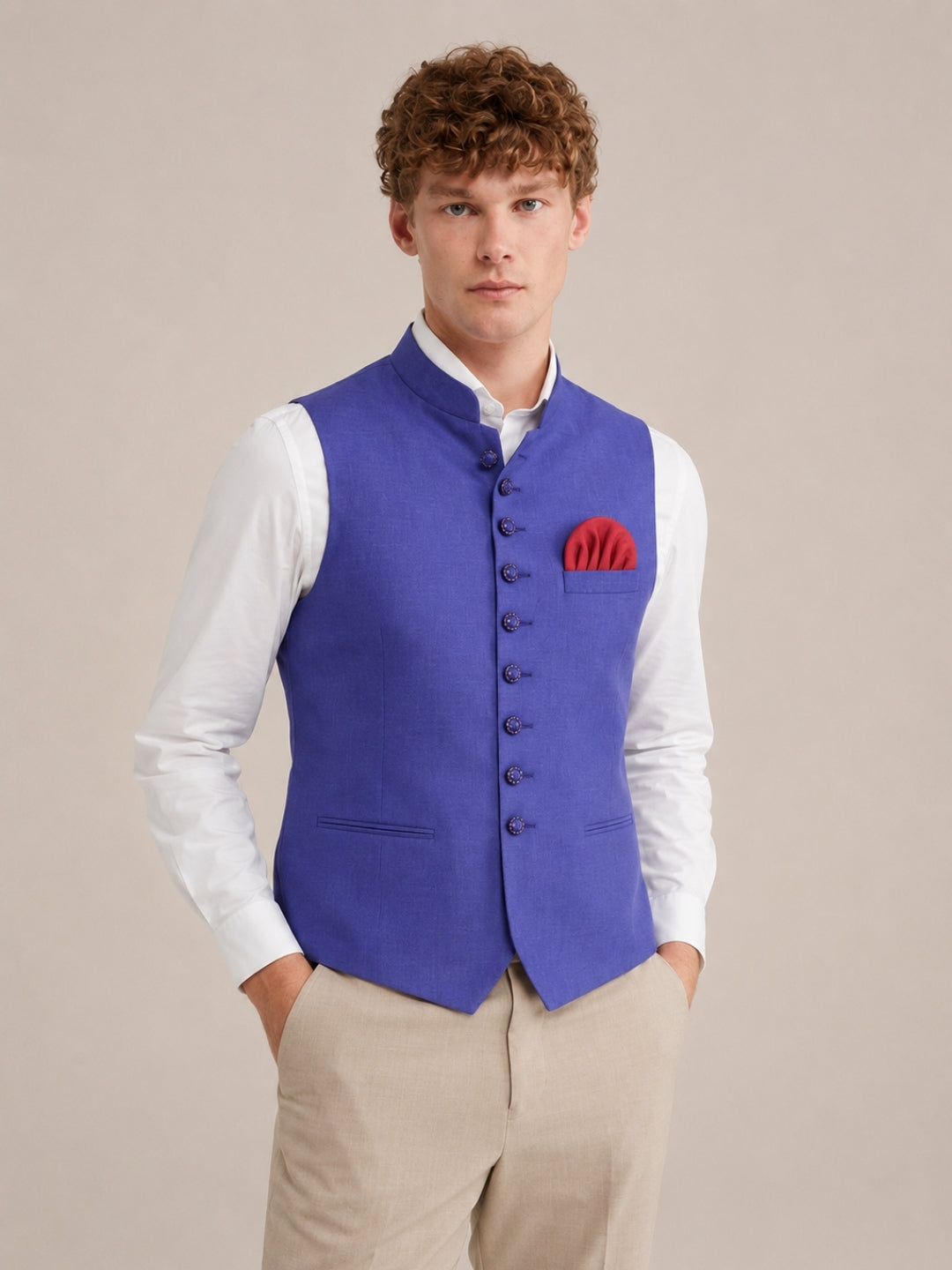 Men Purple 9 Button Nehru Jacket