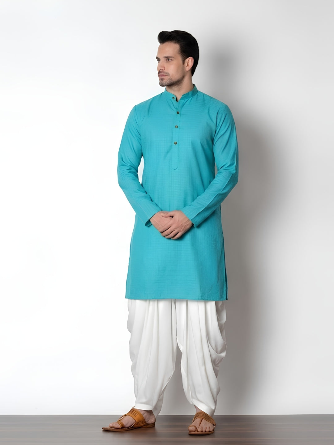 Men Green Casual Kurta Set