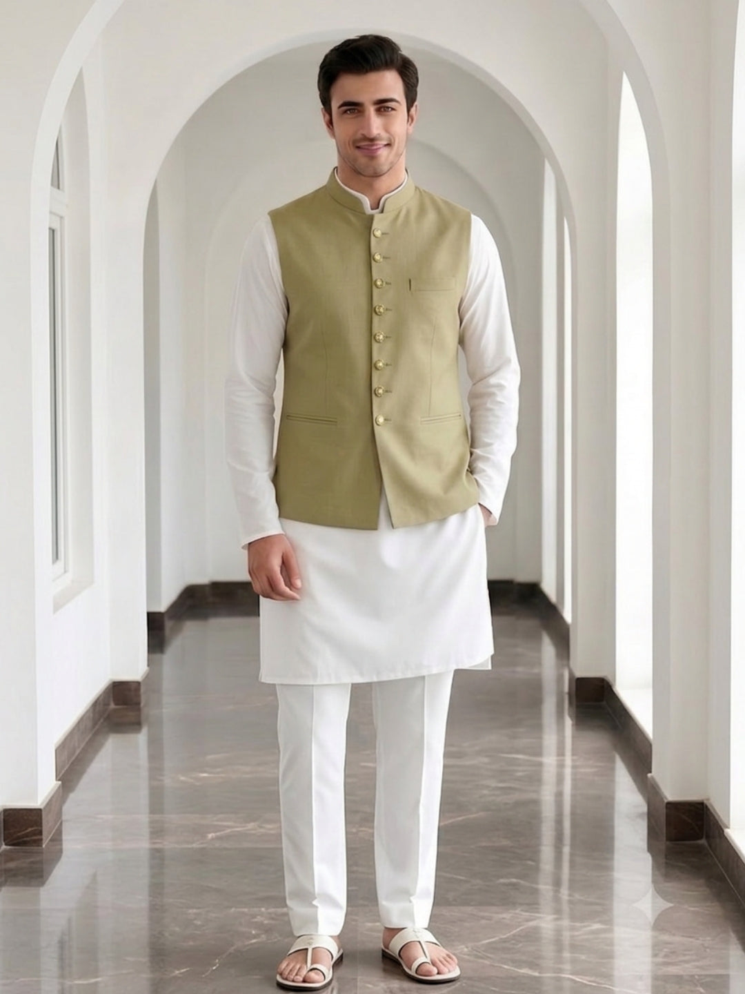 Men Kurta Set With Jacket