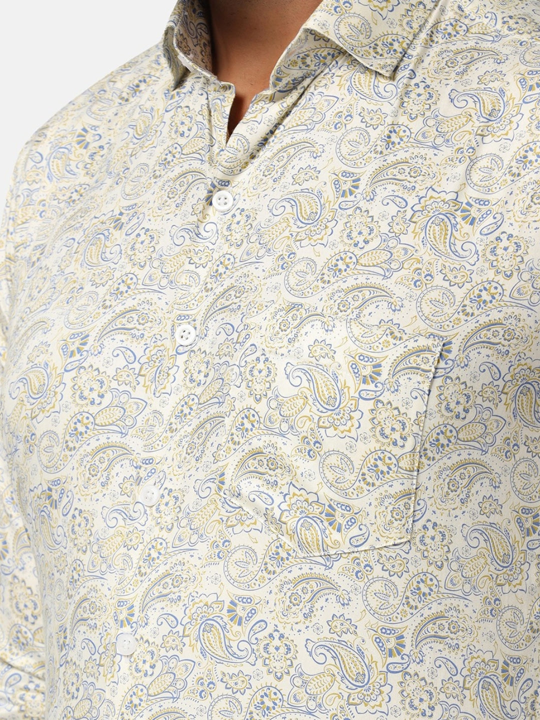 Men White Printed Shirt