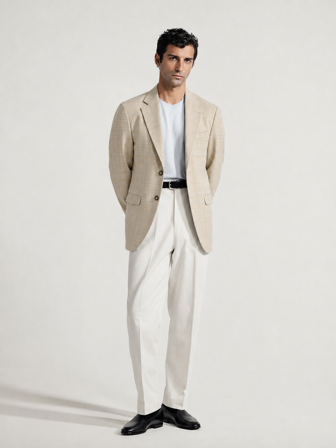 Tahvo Men Beige Check Blazer