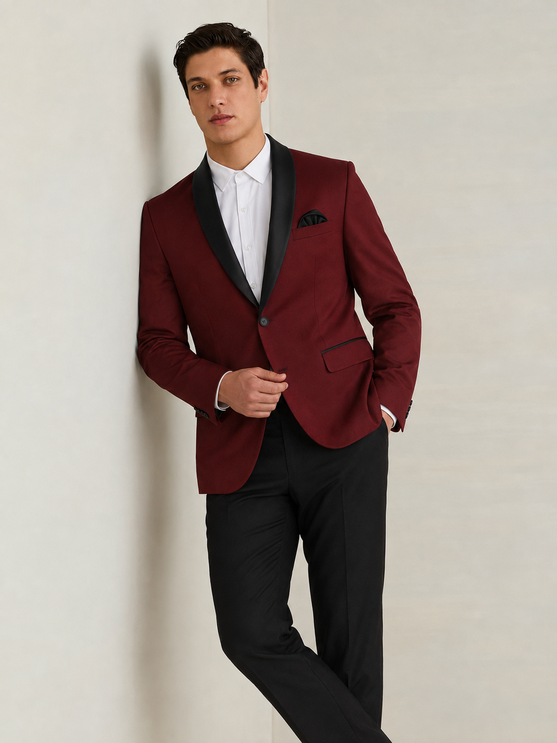 Men Maroon Tuxedo Blazer