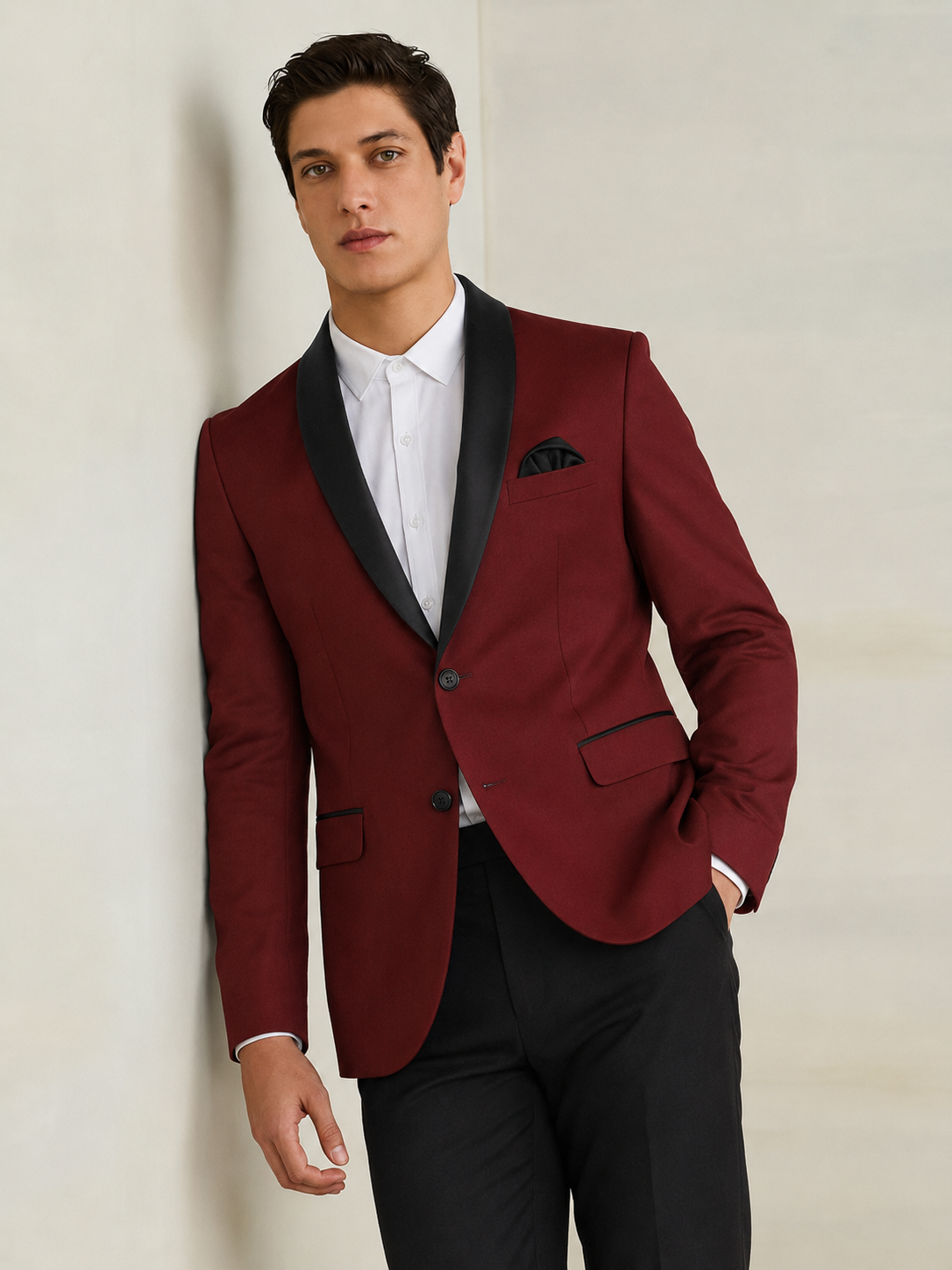 Men Maroon Tuxedo Blazer