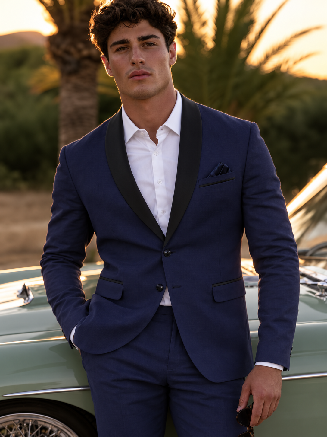 Men Blue Tuxedo With Hanky