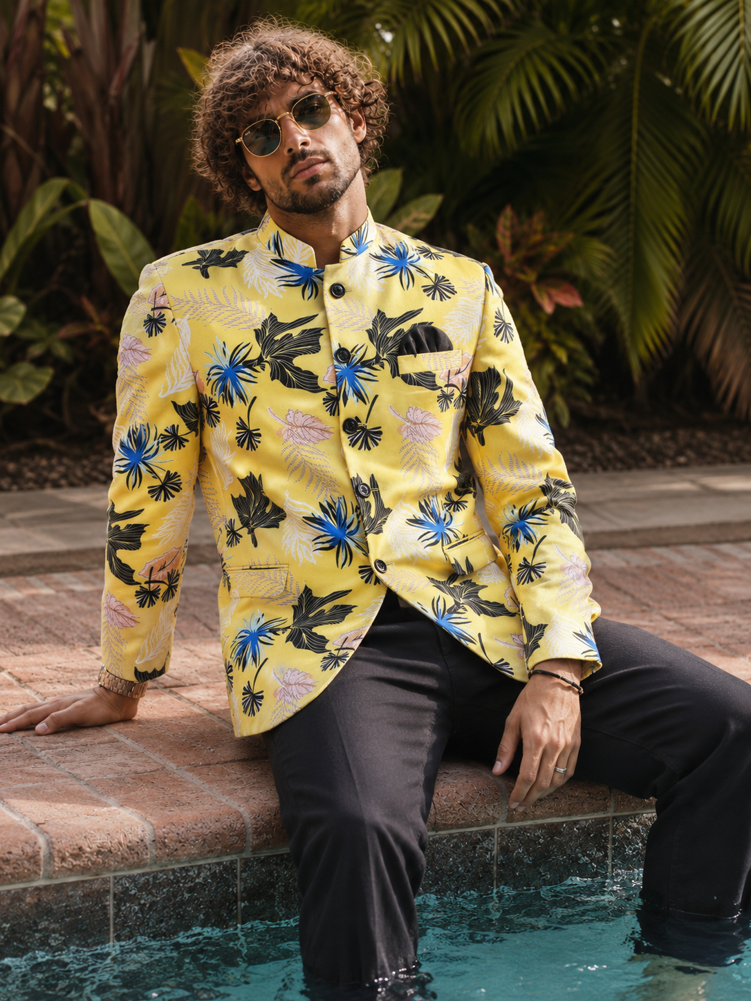 Men Printed Men Blazer With Hanky