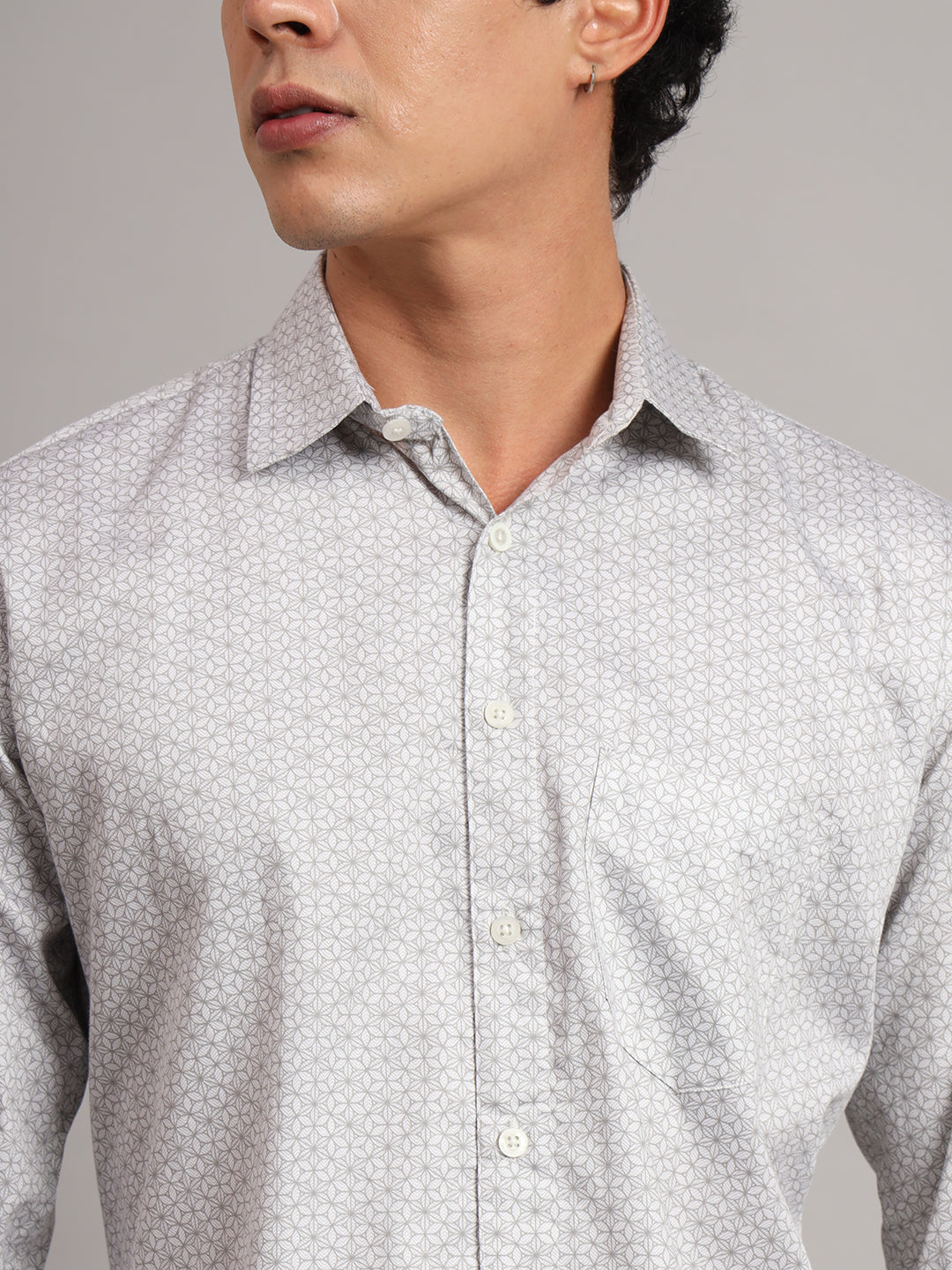 Men Beige Printed Formal Shirt - Tahvo India