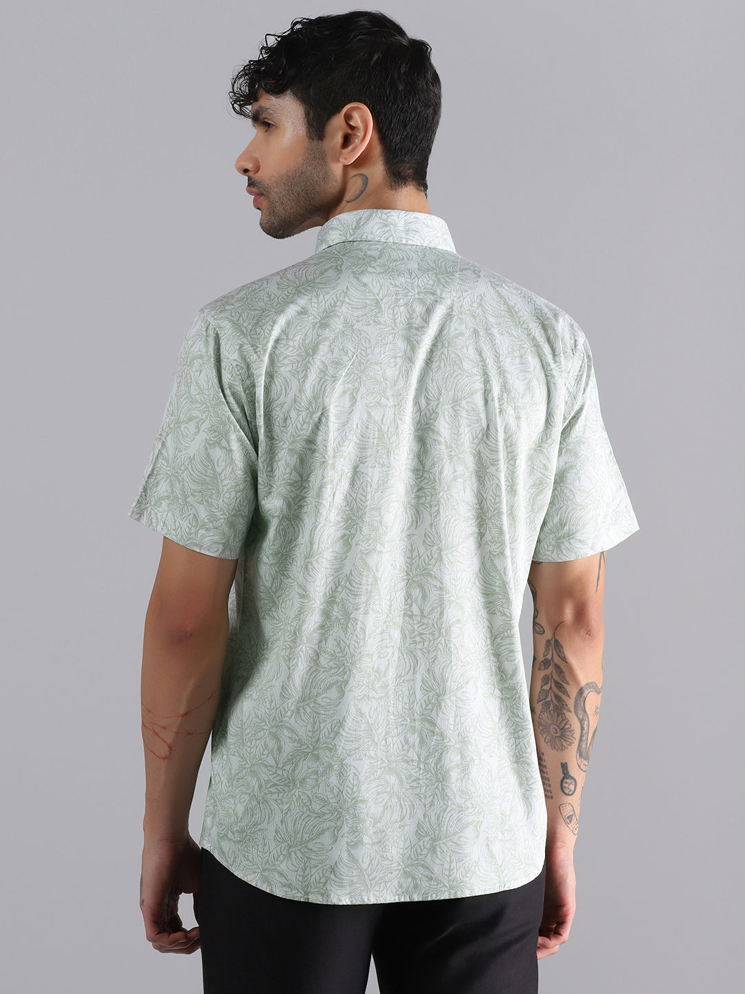 Tropical Leaf Printed Half Sleeve Shirt - Tahvo India