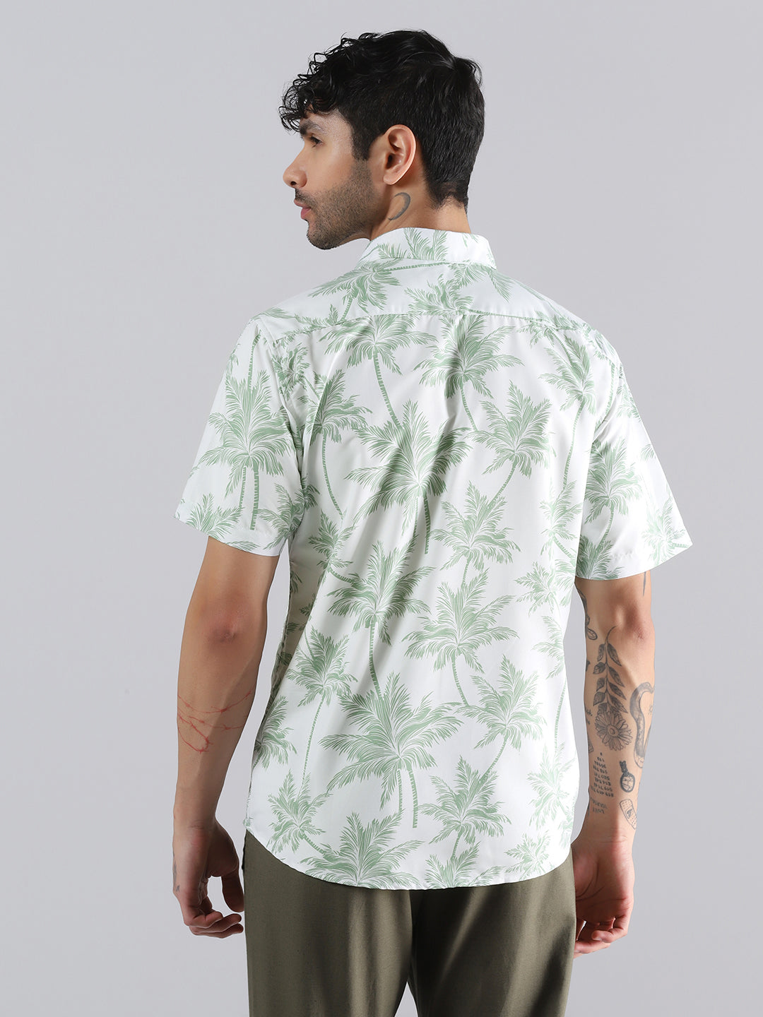 Palm Paradise Print Half Sleeve Shirt