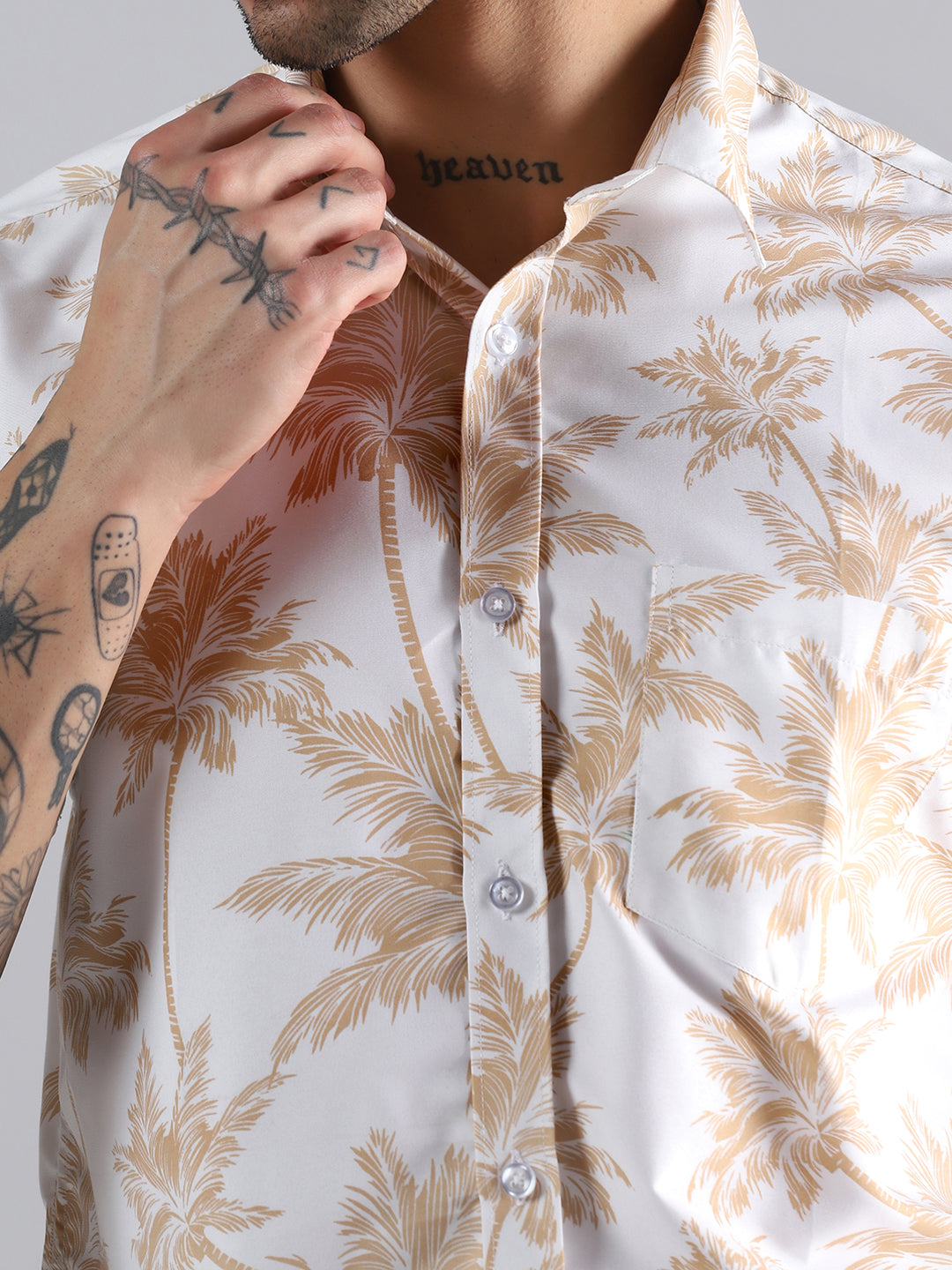 Desert Palm Print Half Sleeve Shirt