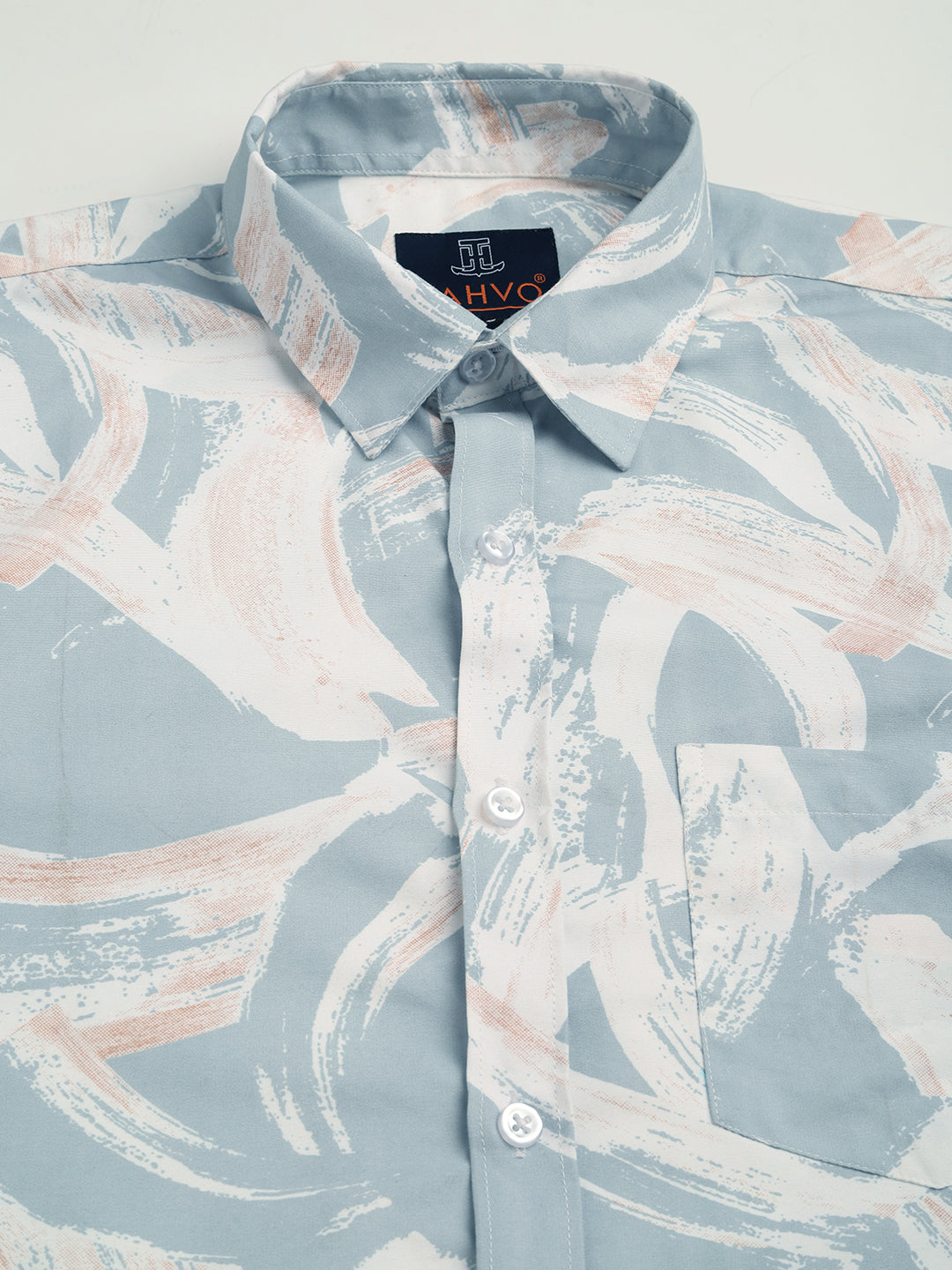 Blue Brushstroke Designs Half Sleeve Shirt