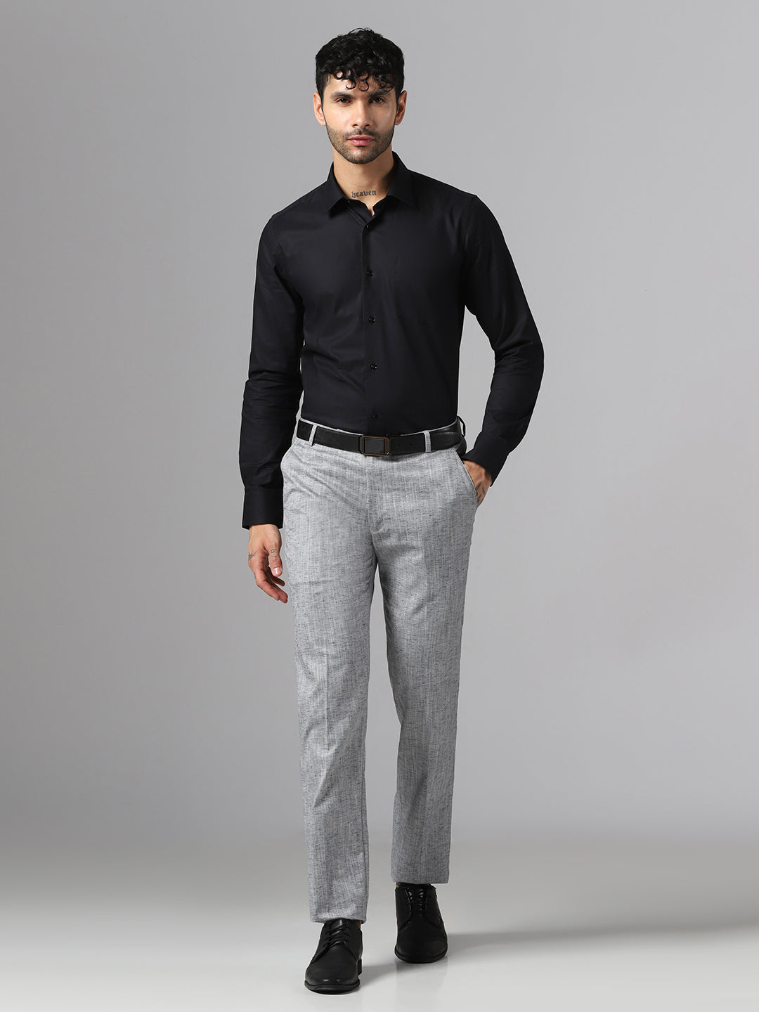 Men Grey Linen Trousers - Tahvo India