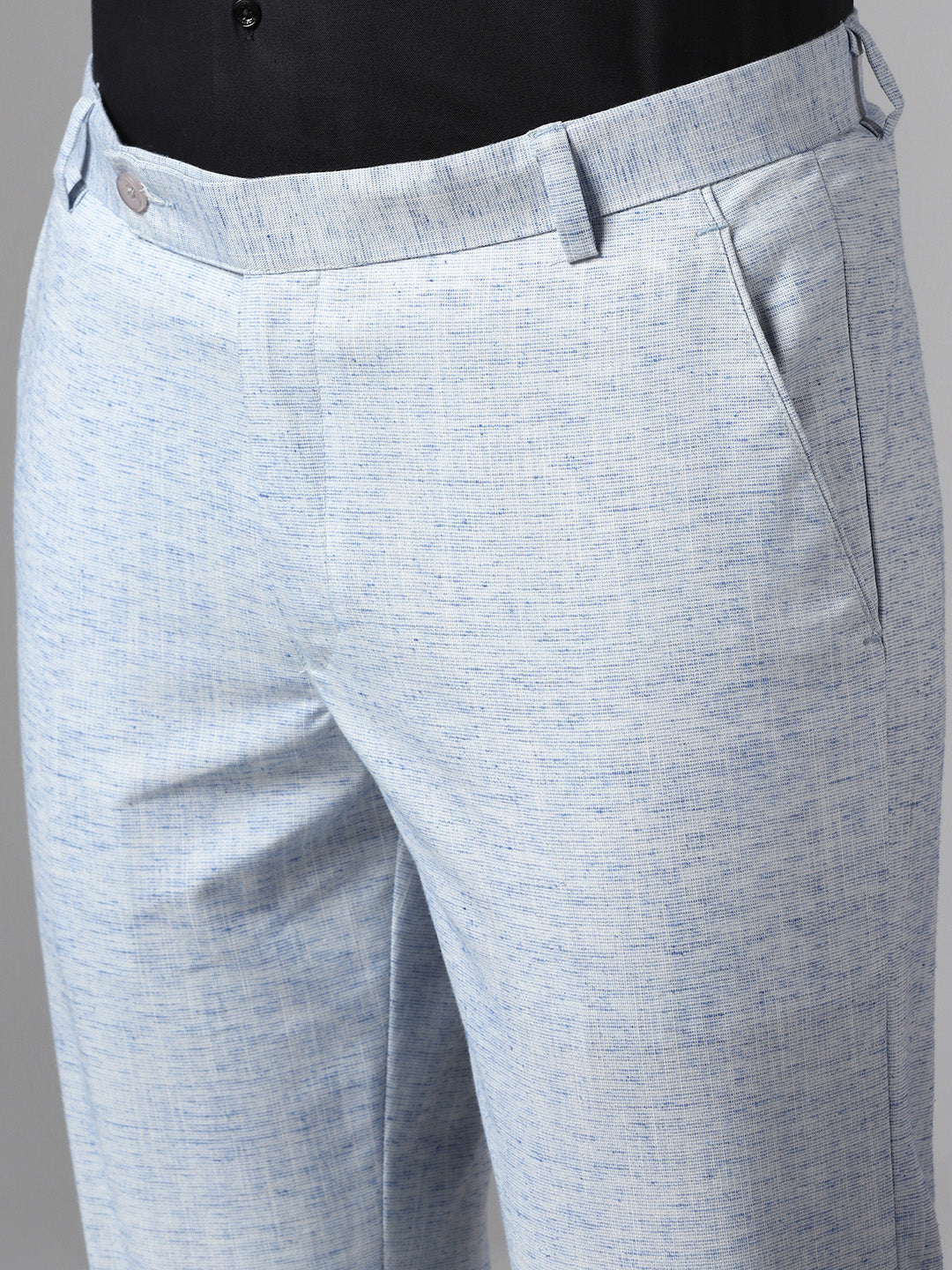 Men Blue Linen Trousers