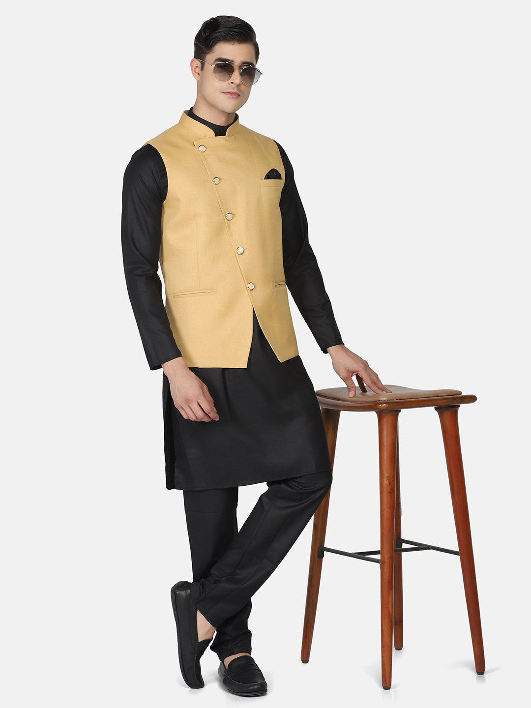 Men Kurta Set With angrakha Jacket - Tahvo India