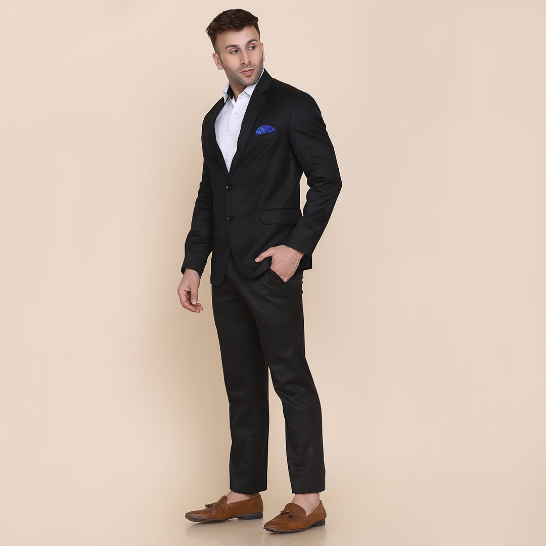 Men Black Notched Lapel Suit - Tahvo India