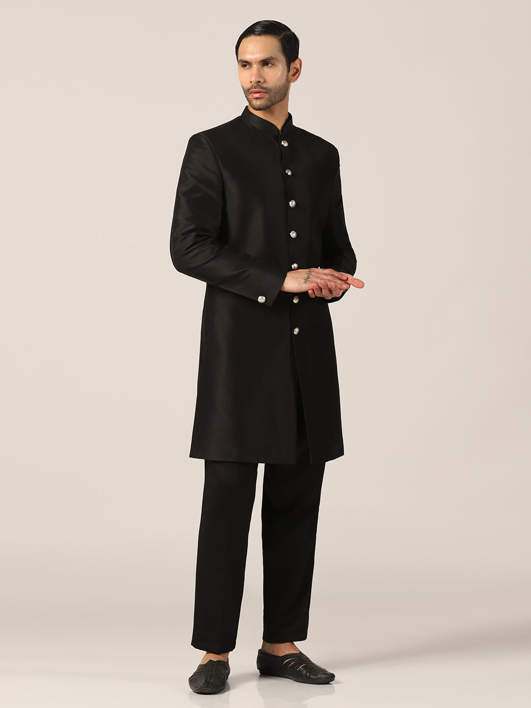 Imperial Black Sherwani Set