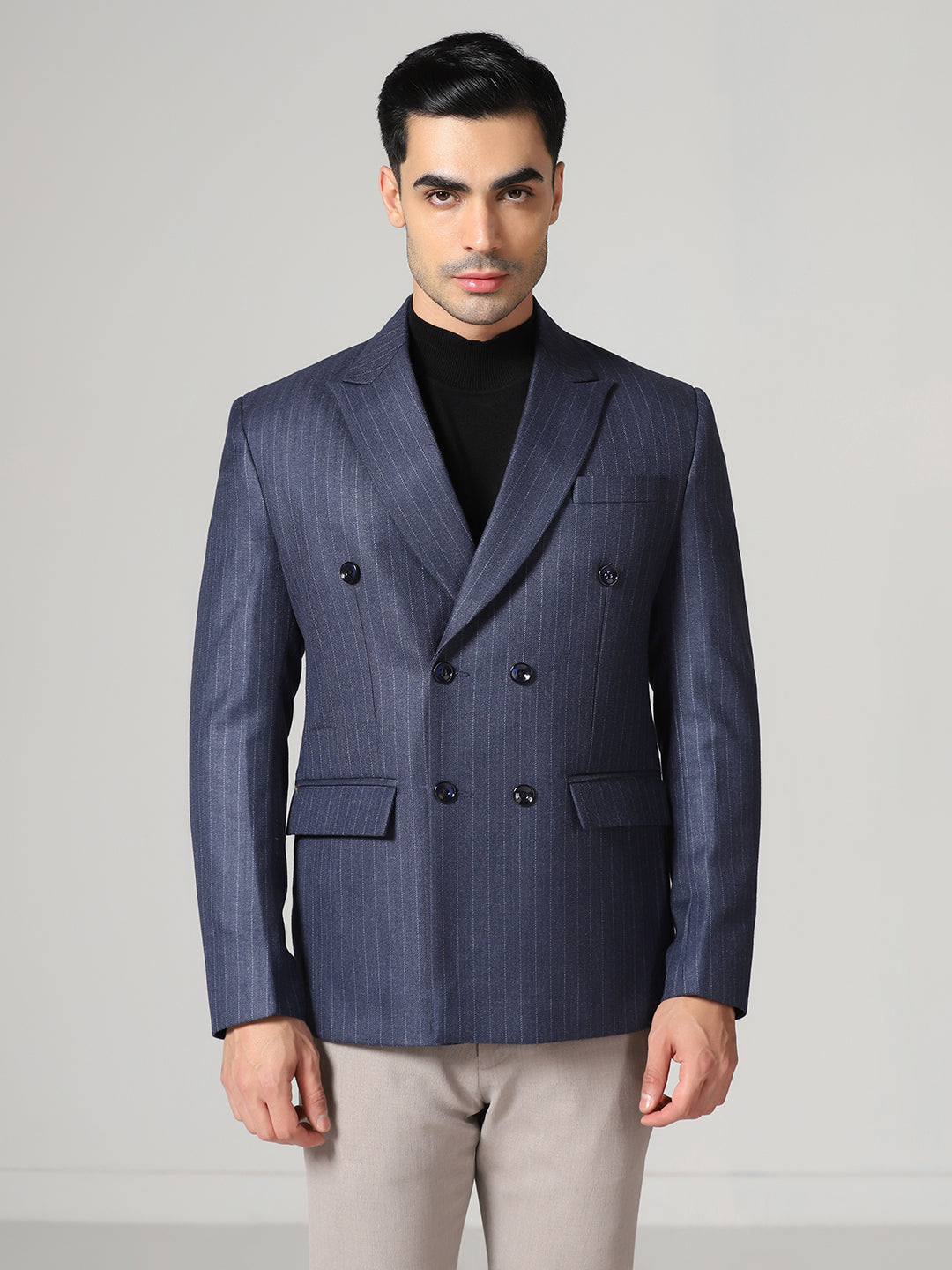 Men Blue Stripes Blazer