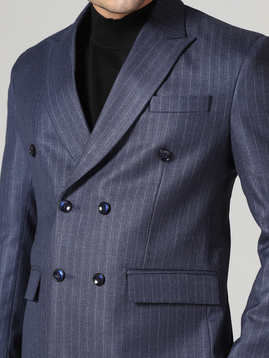 Men Blue Stripes Blazer