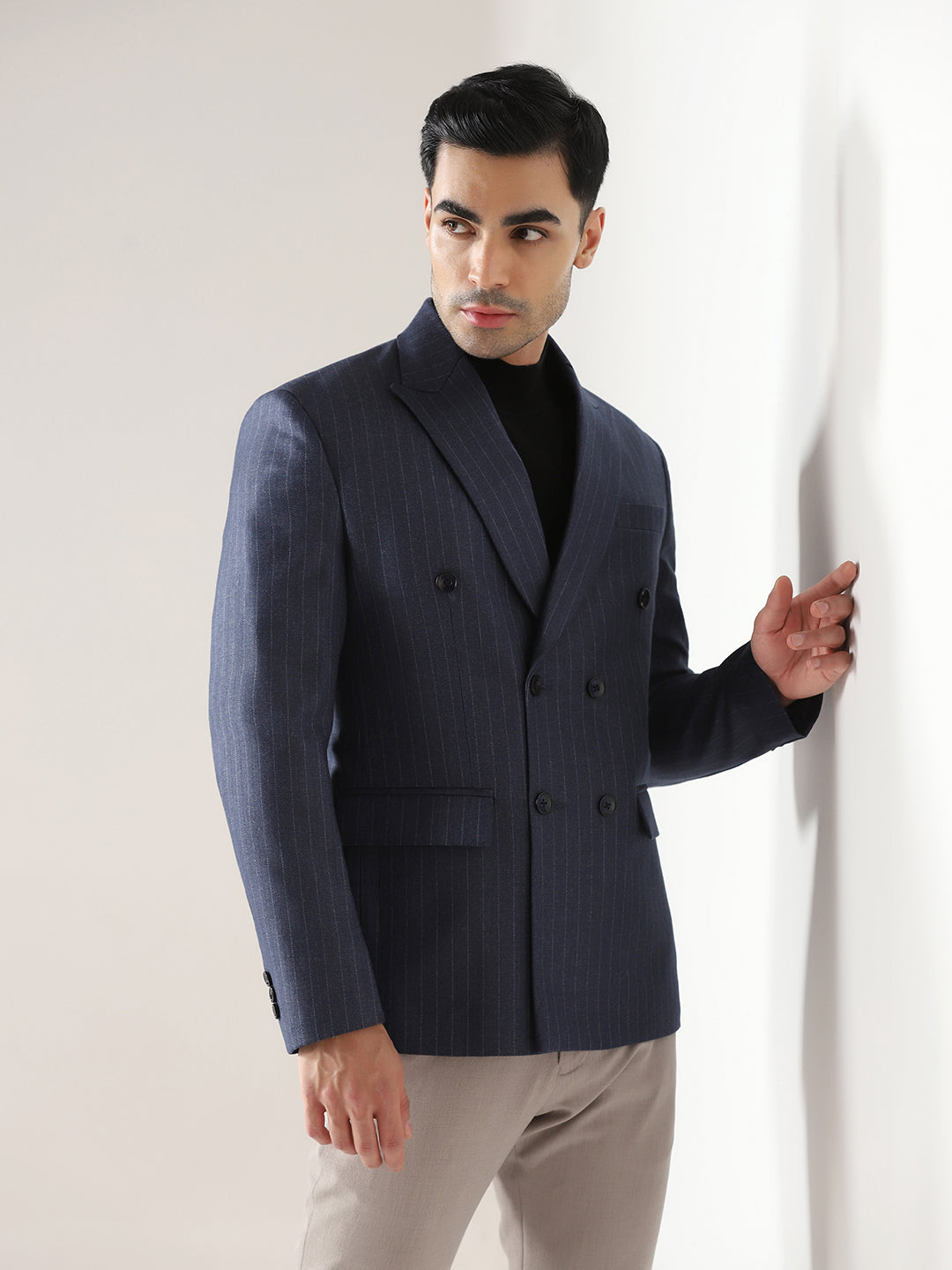 Men Blue Stripes Blazer