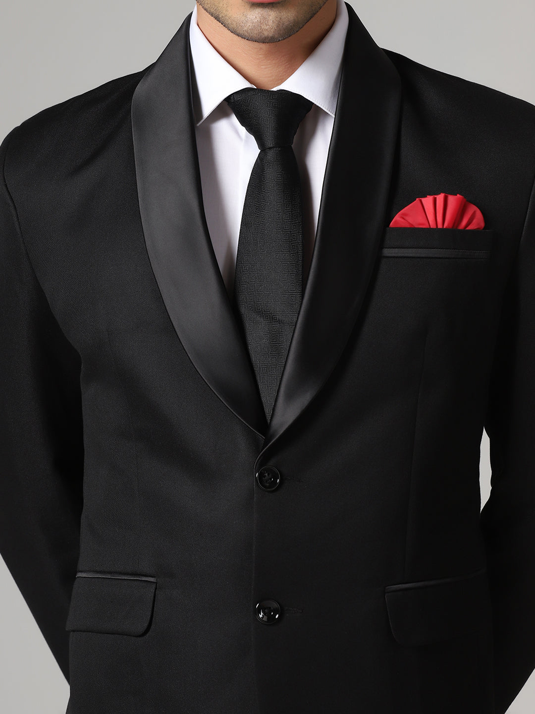 Black Tuxedo Blazer With Hanky For Men