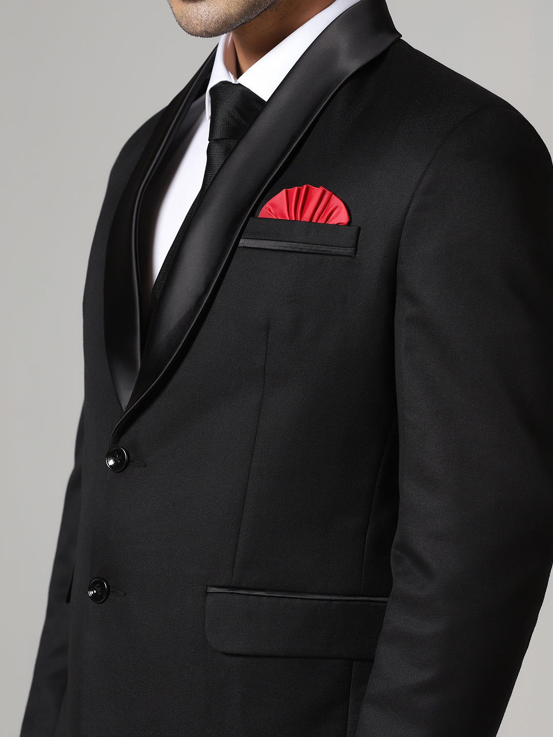 Black Tuxedo Blazer With Hanky For Men