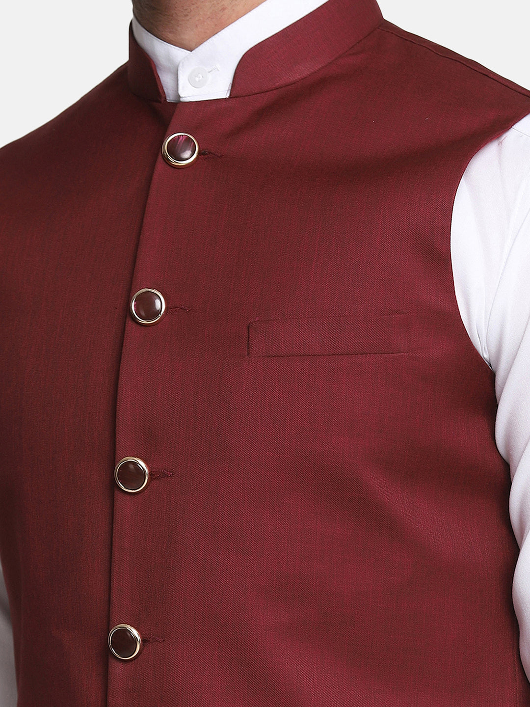 Men Maroon Nehru Jacket - Tahvo India