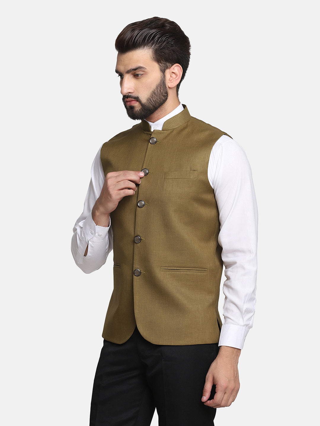 Men Green Nehru Jacket - Tahvo India