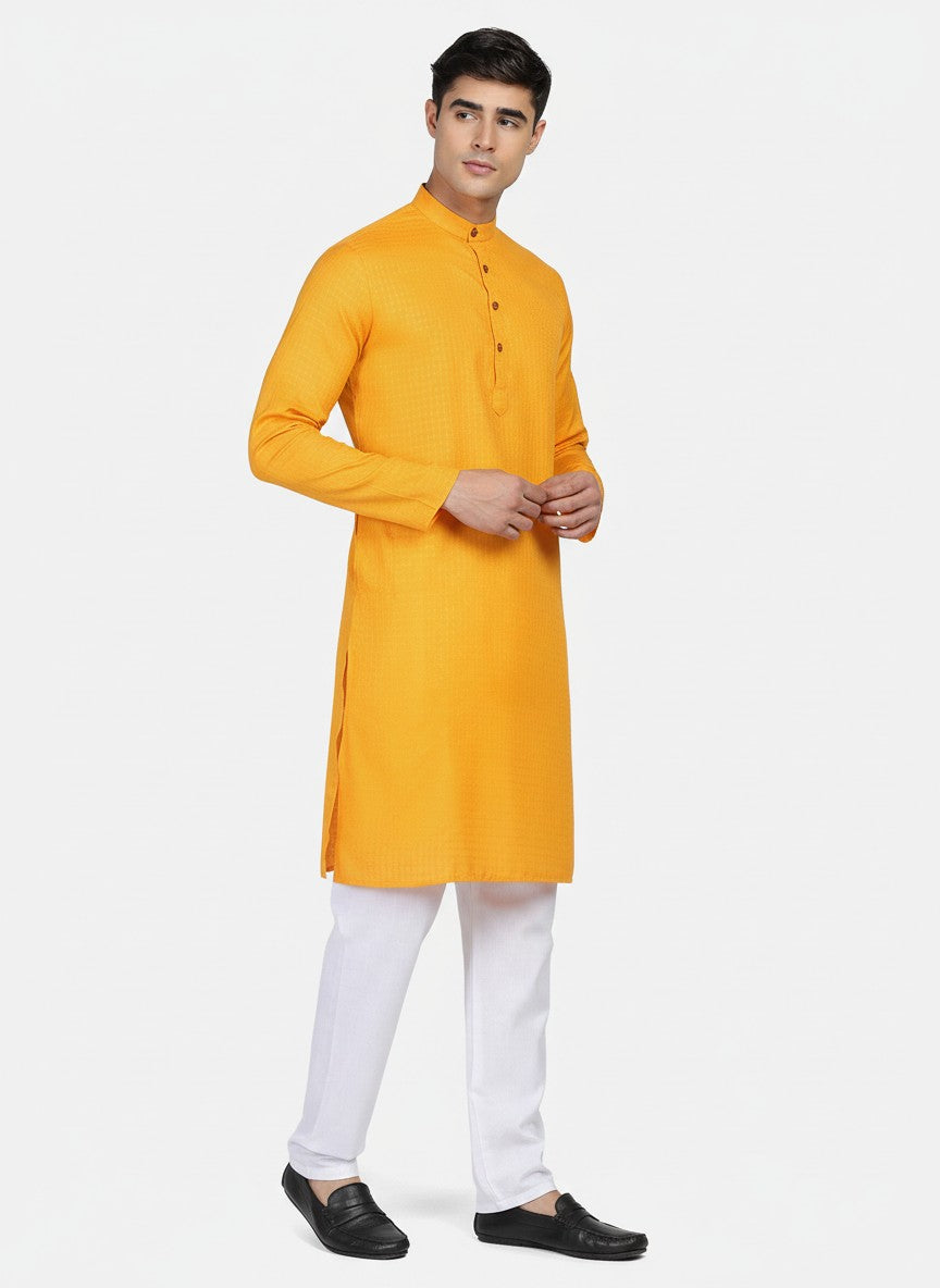 Men Yellow Slim Fit Kurta