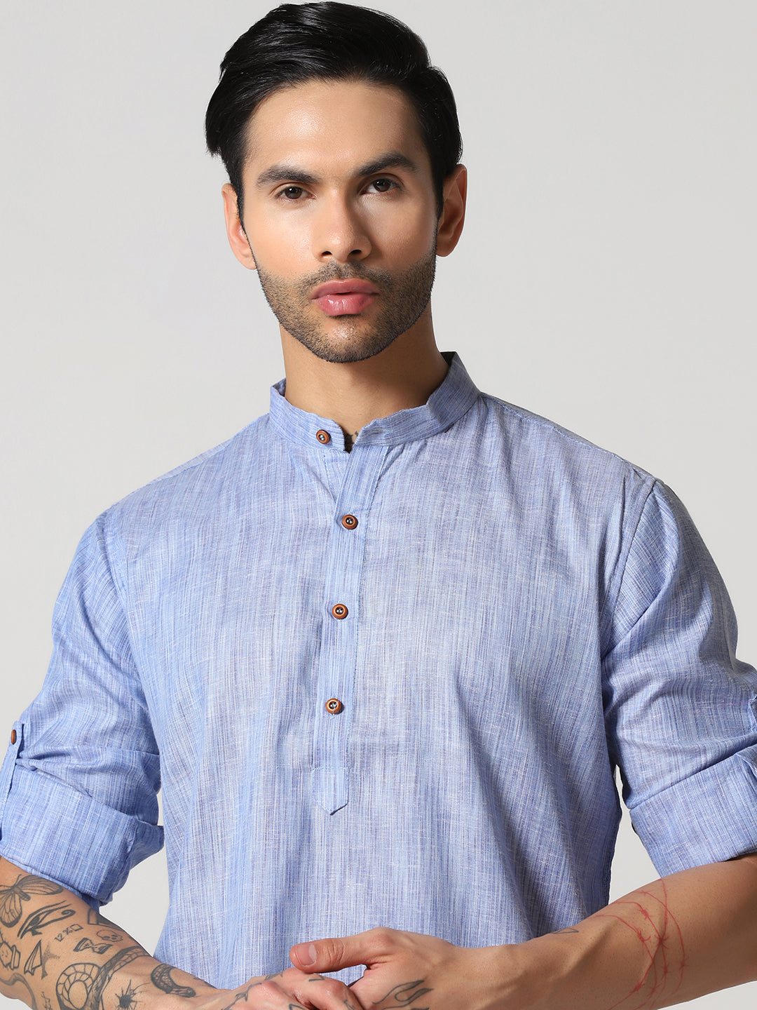 Men Blue Short Kurta Shirt