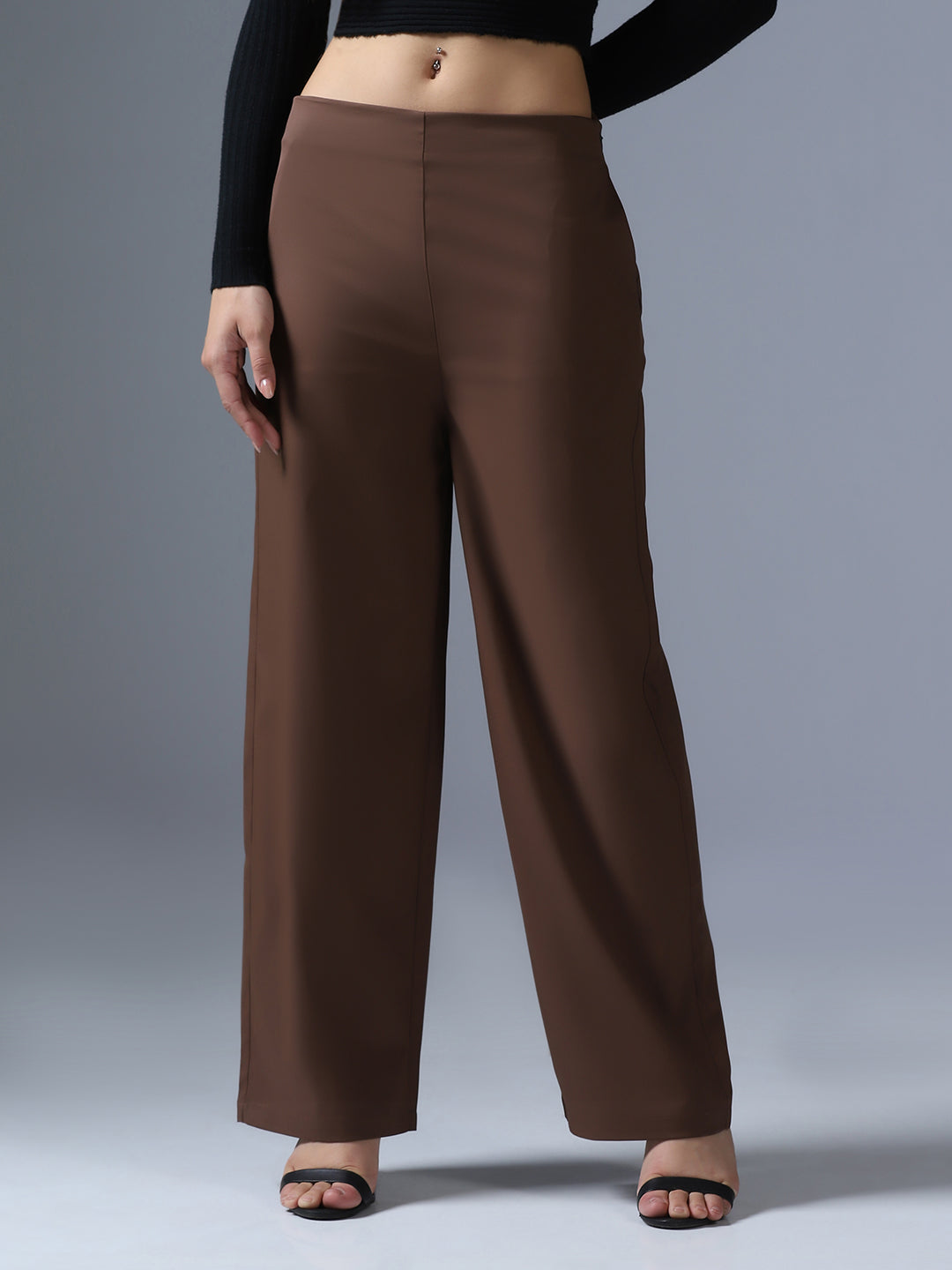 Women Brown side zip Trouser - Tahvo India