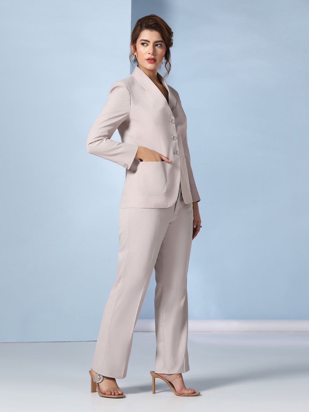 Women Beige peplum suit