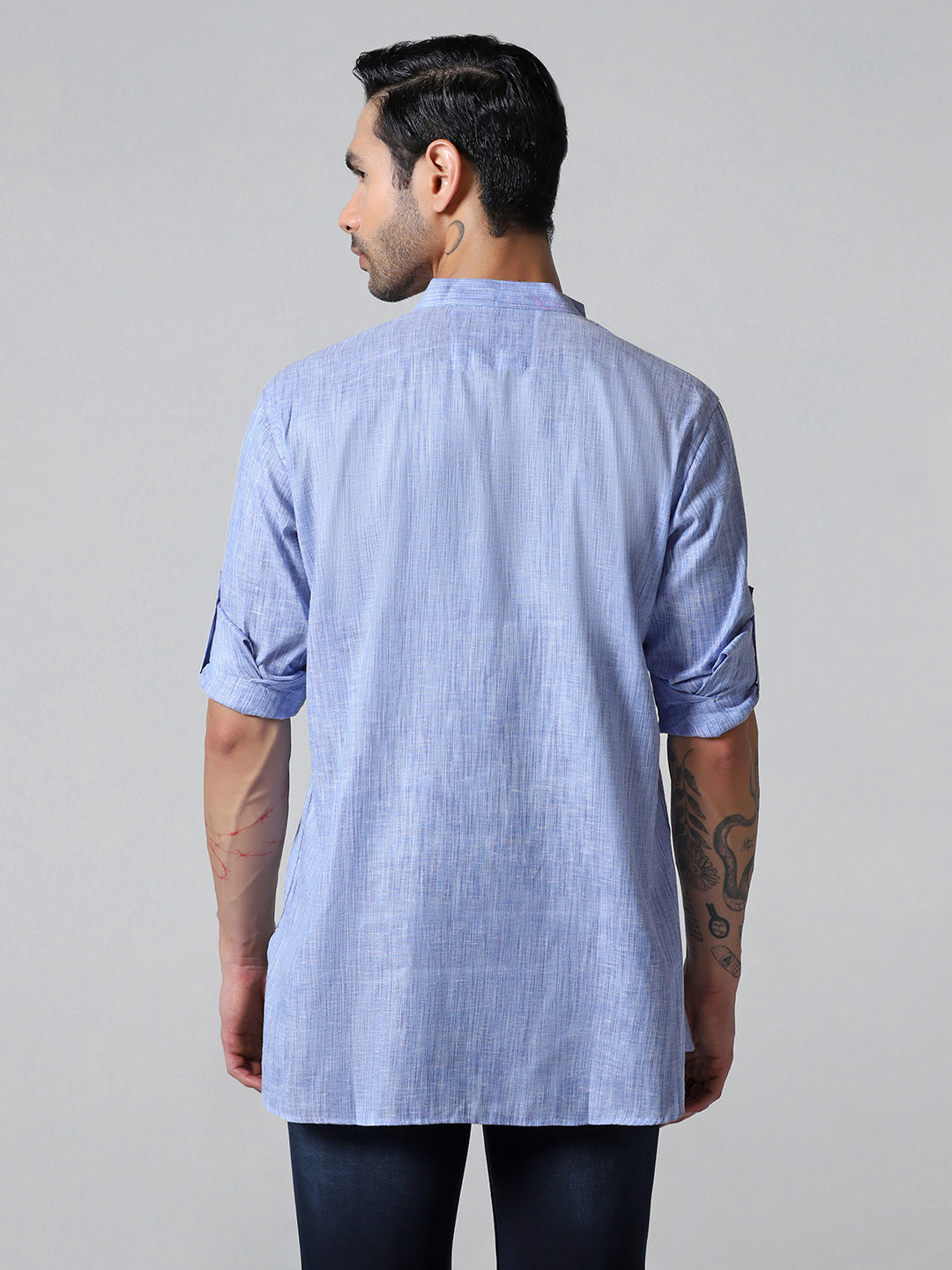Men Blue Short Kurta Shirt