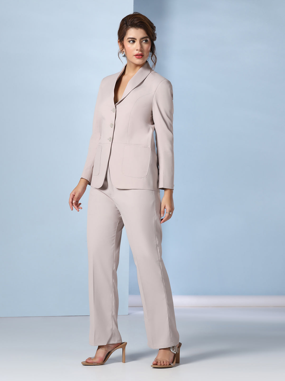 Women Beige peplum suit