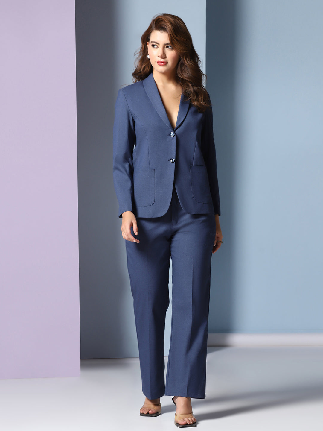 Women Blue peplum Suit