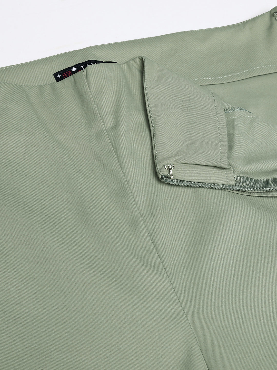 Women Pista Green Side Zip Trouser