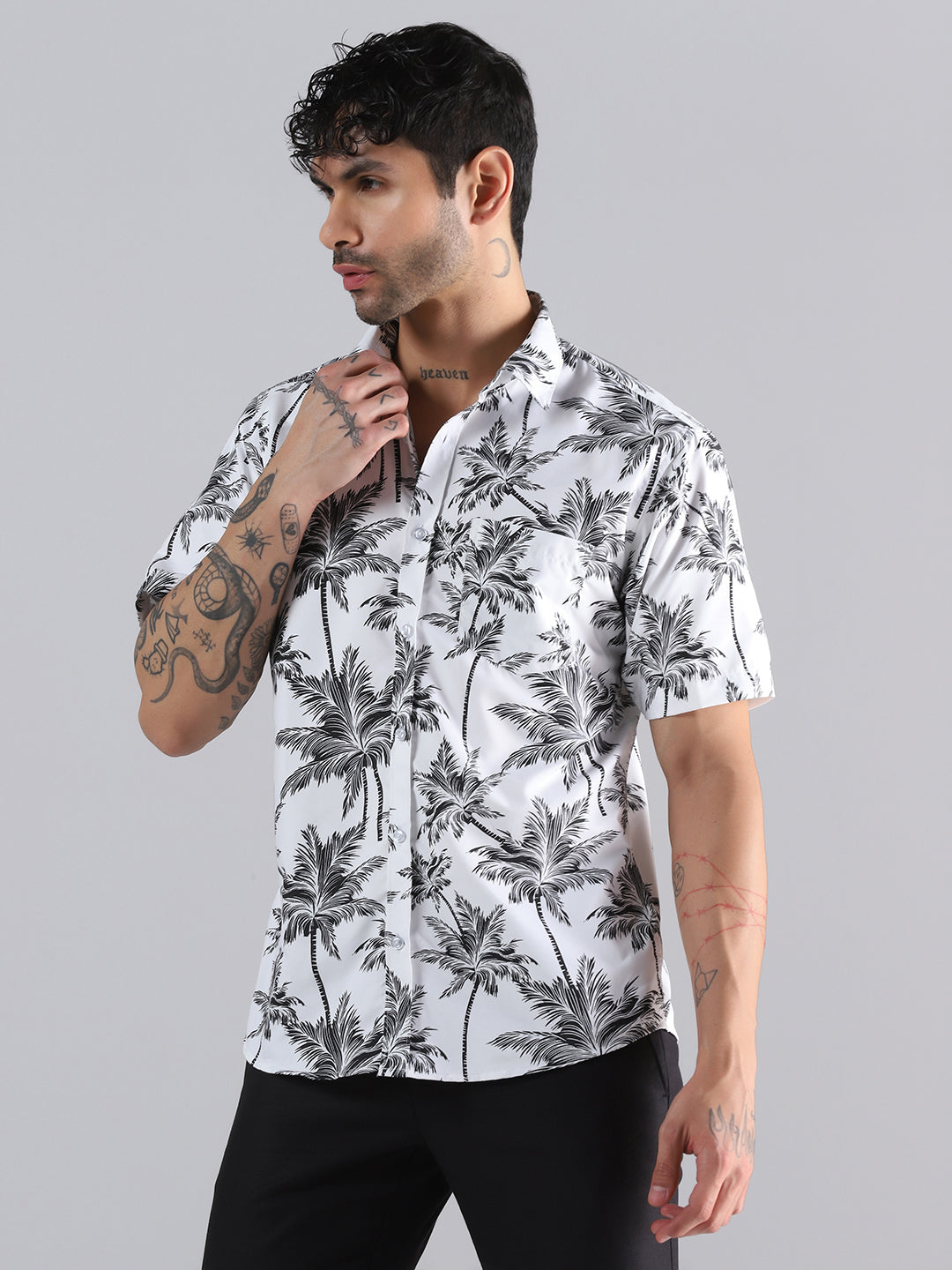 White Hawaiian Printed Half Sleeve Shirt
