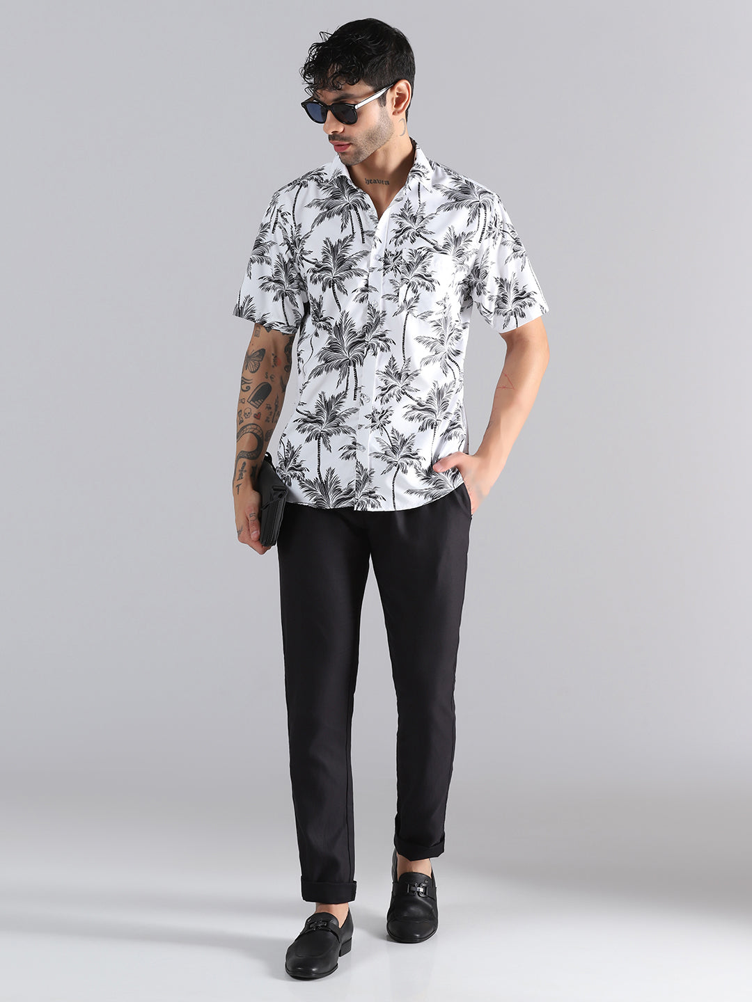 White Hawaiian Printed Half Sleeve Shirt