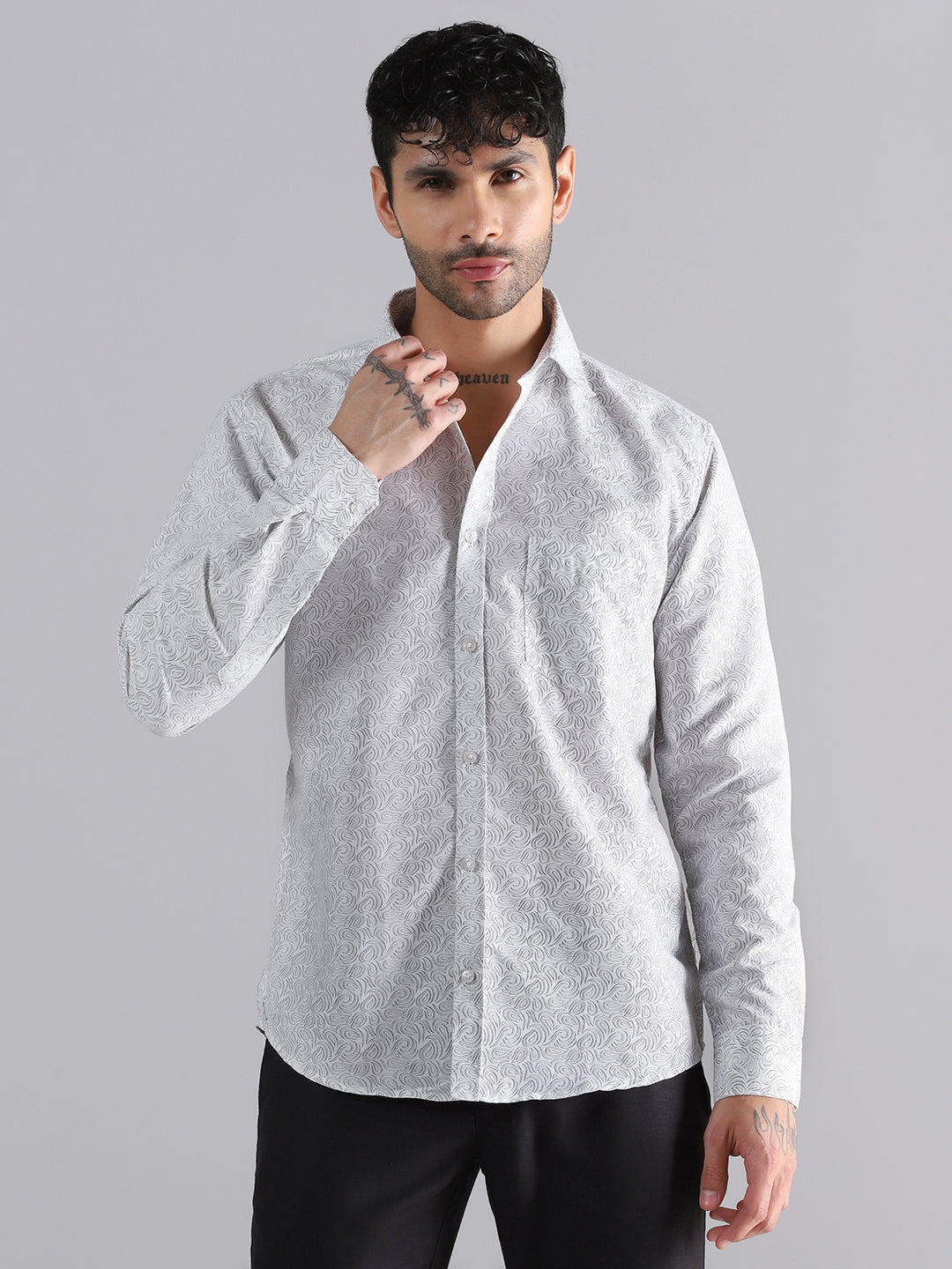 White Shirt with Subtle Swirl Shirt