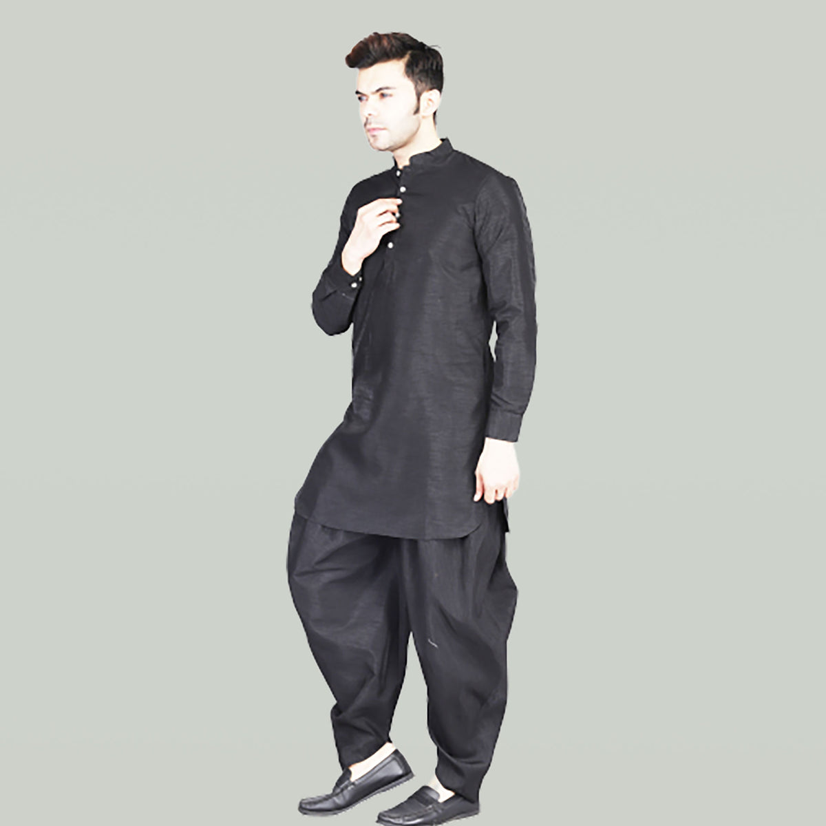 Men Black Dhoti Kurta Set - Tahvo India