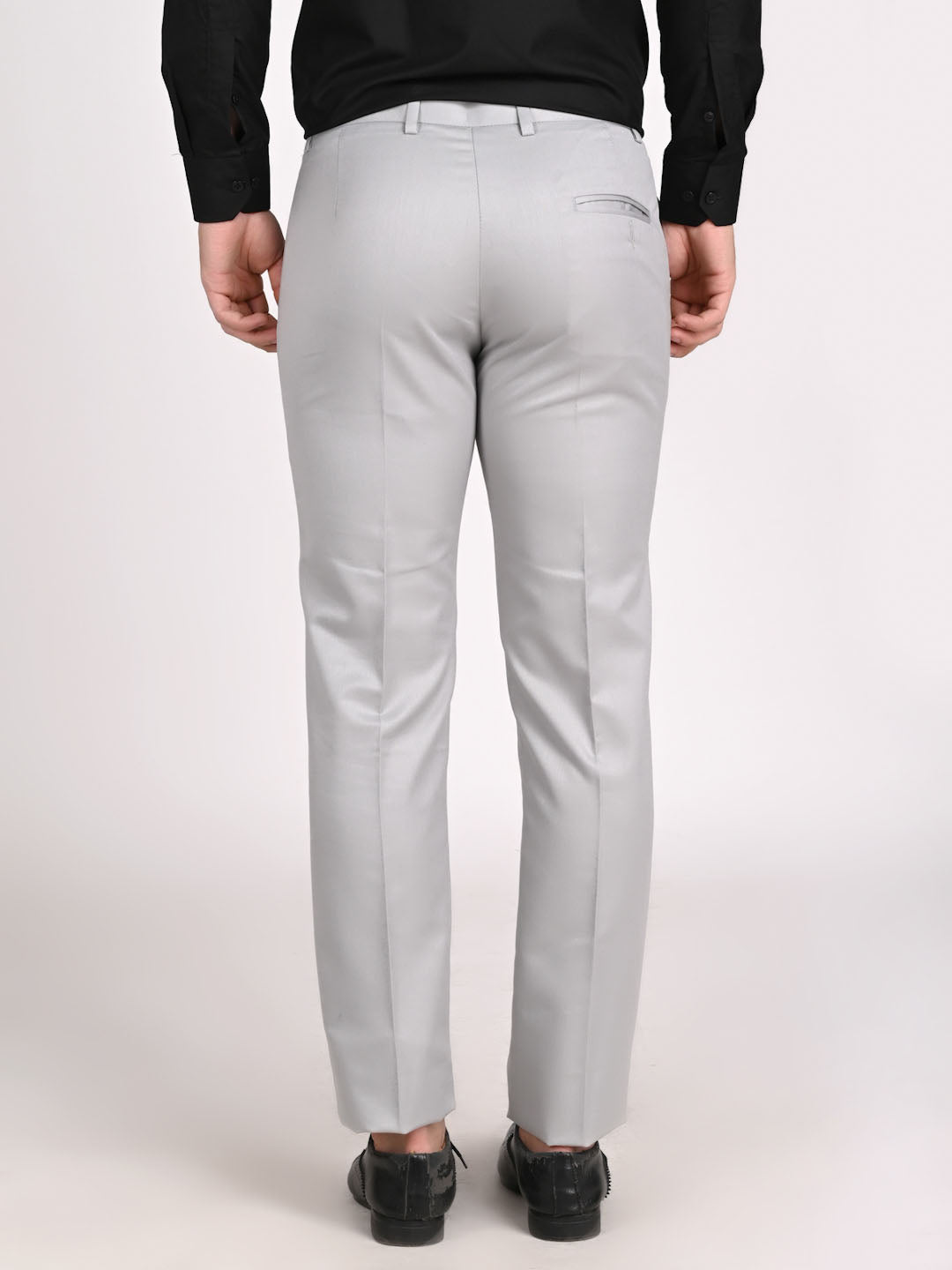 Men Grey Solid Trousers