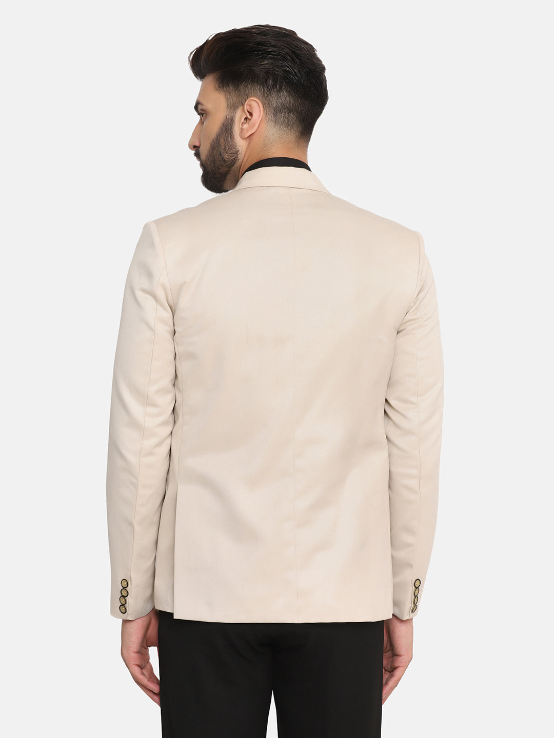 Men Beige Notched Lapel Blazer - Tahvo India